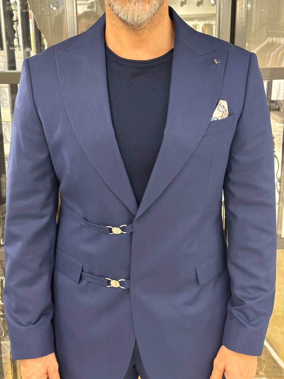 Navy Blue Button Suit - Image 3