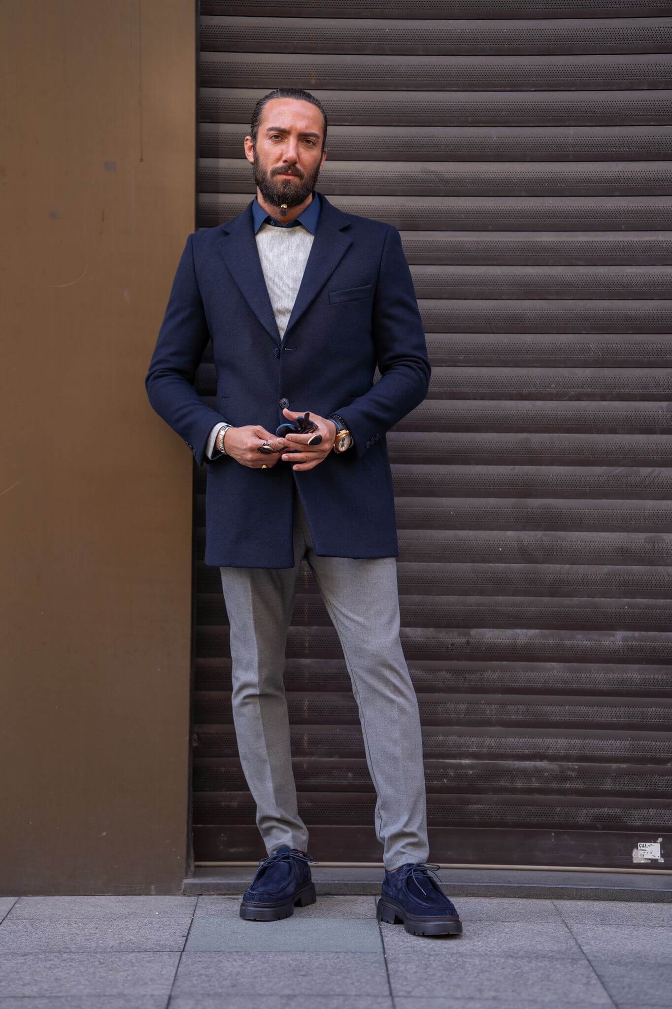 Navy Blue Cashmere Coat - Image 6
