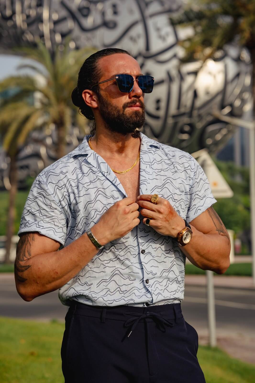 Patterned Navy blue Shirt - Image 3
