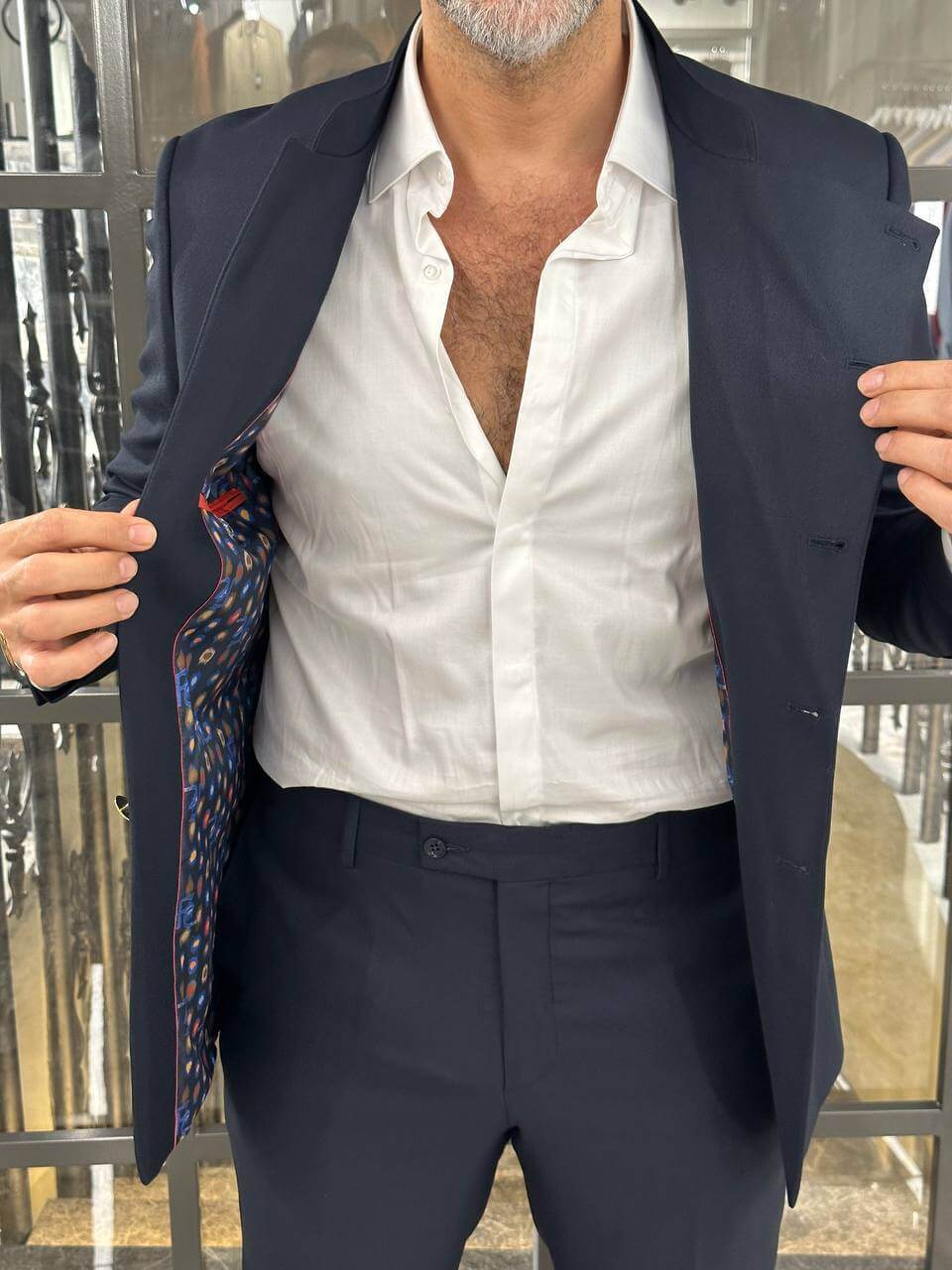 Majestic Regal Navy Mandarin Suit - Image 5