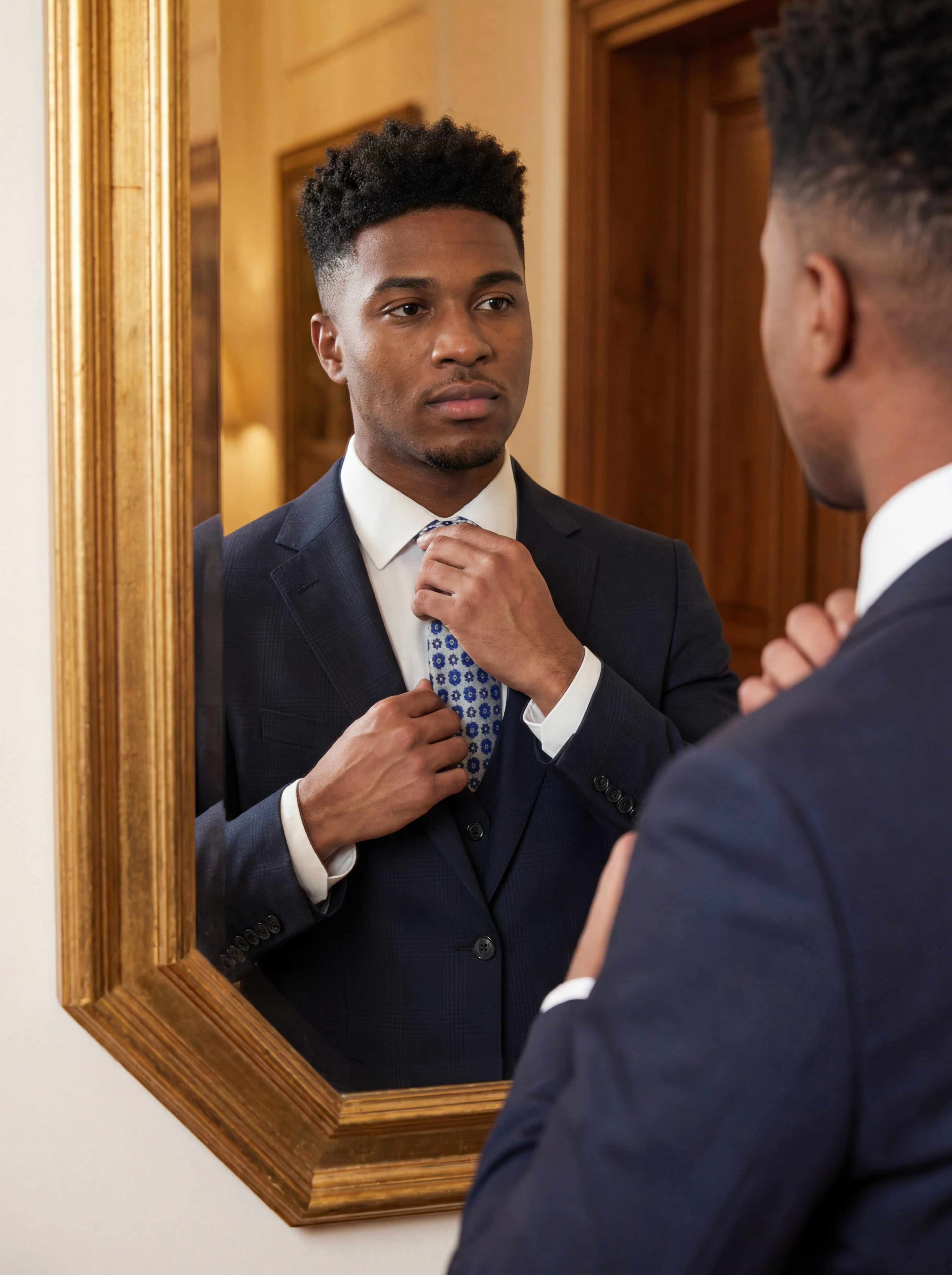 Navy Blue Three-Piece Slim Fit Prom Suit. - Image 3