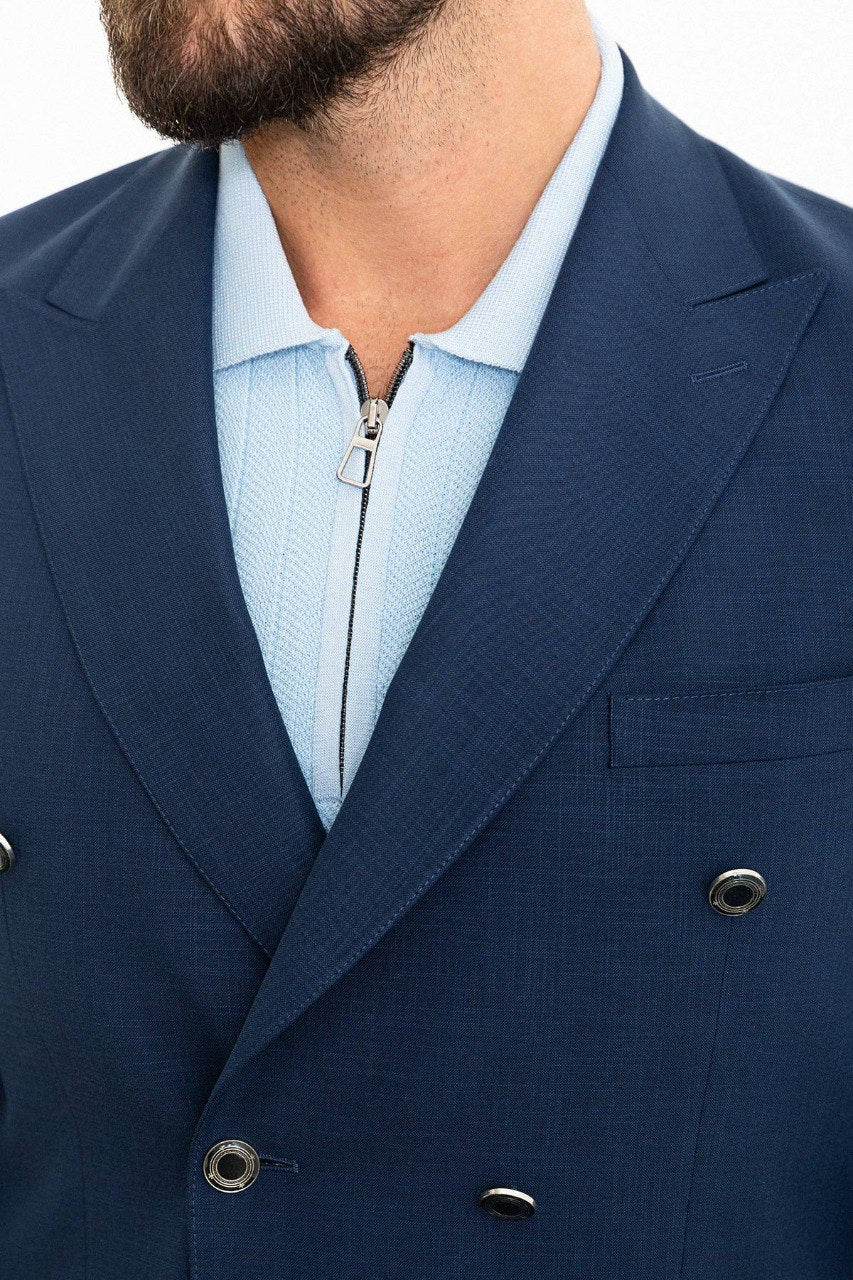 Navy Blue Double Breasted Blazer - Image 4