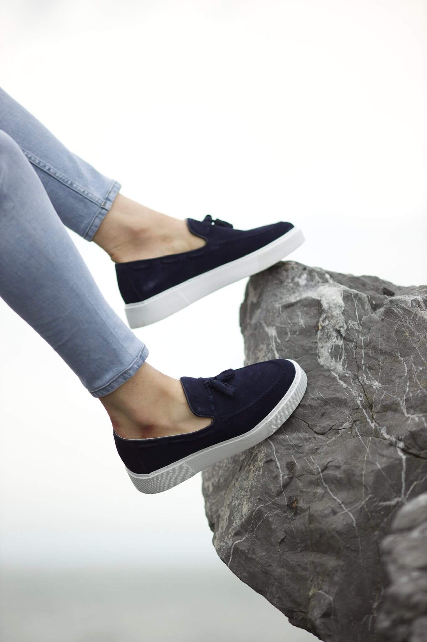 Navy-Blue Suede Tassel Slip-Ons - Image 2