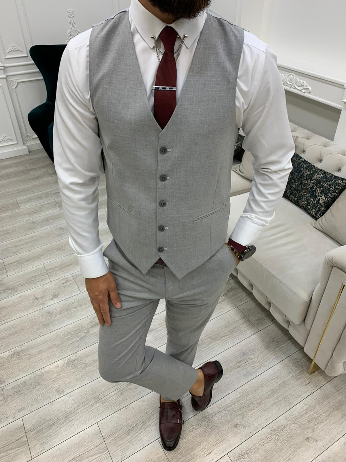 Nikko Striped Gray Suit - Image 2