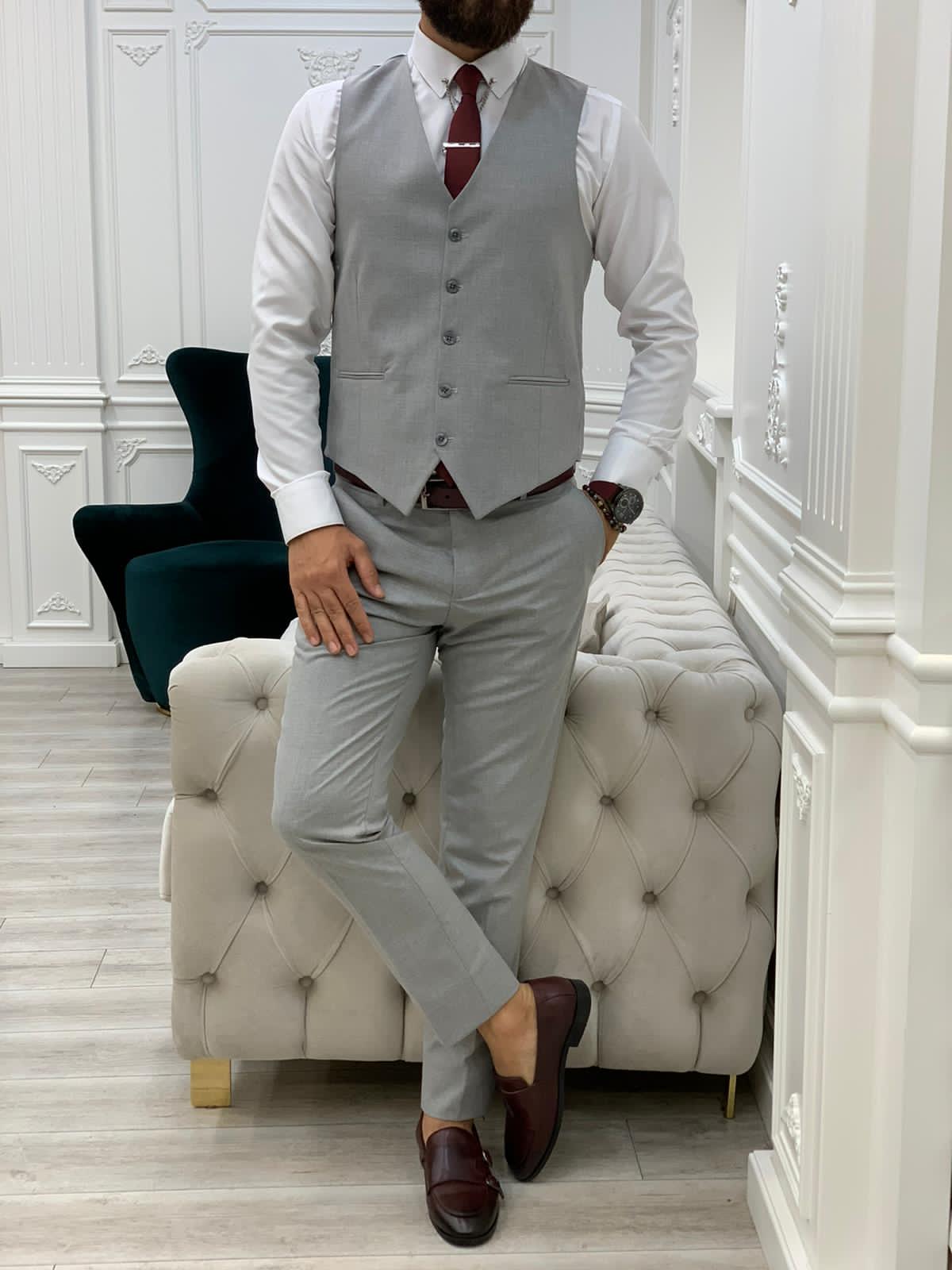 Nikko Striped Gray Suit - Image 5