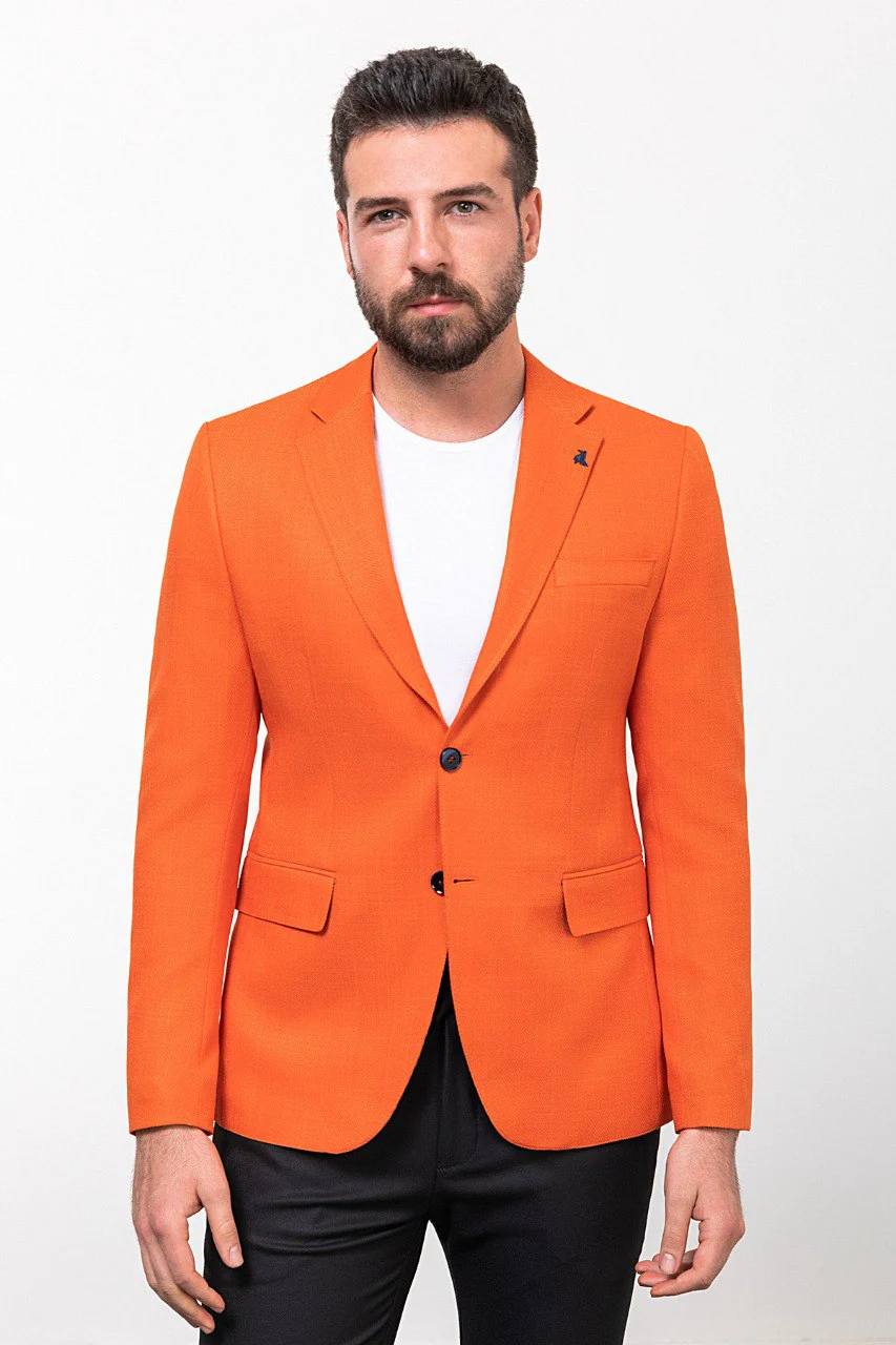 Men’s Bright Orange Slim Fit Blazer.