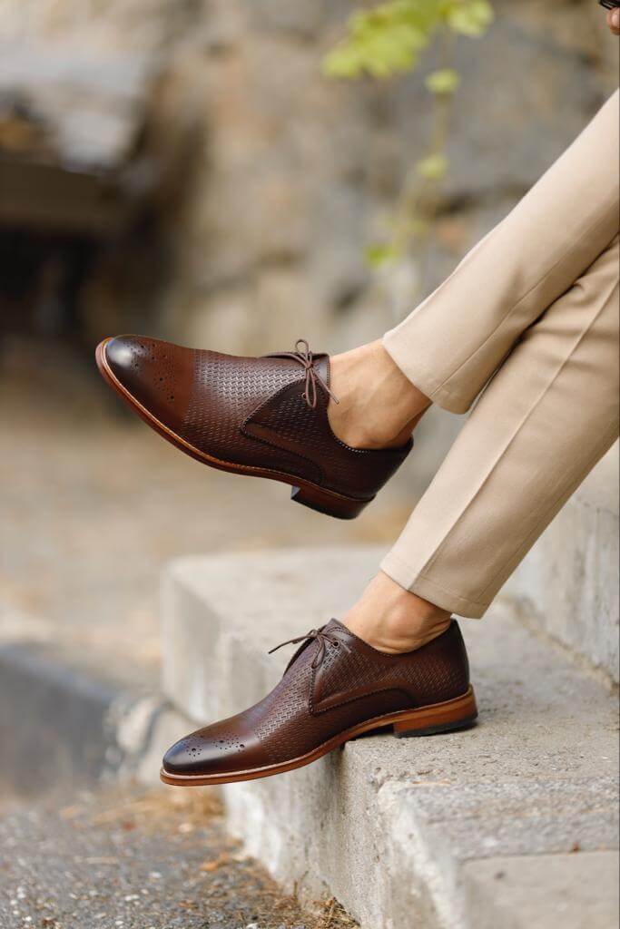 Pamuk Brown Derby Leather Shoes - Image 2