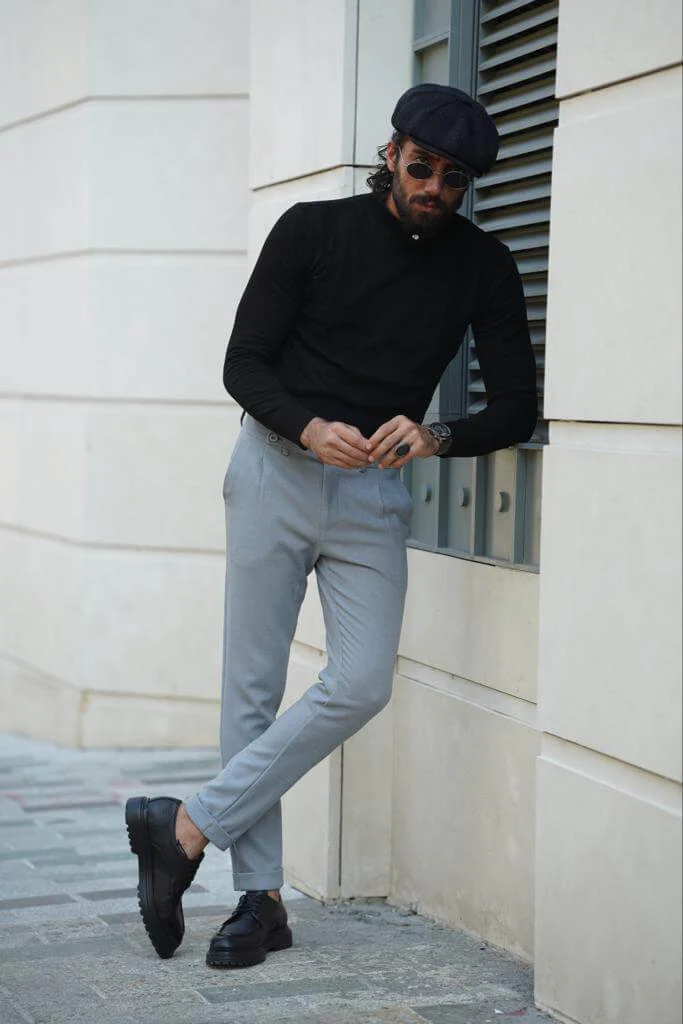 Patterned Black Mock Turtleneck - Image 4