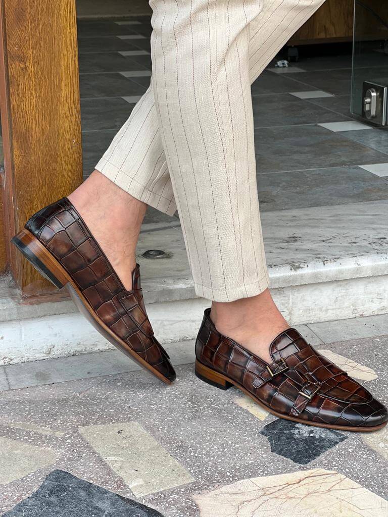 Verona Edition Men's Double Buckle Brown Monk Strap.