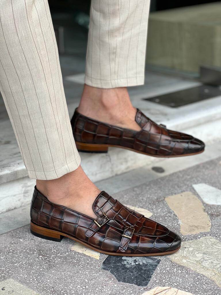 Verona Edition Men's Double Buckle Brown Monk Strap. - Image 3