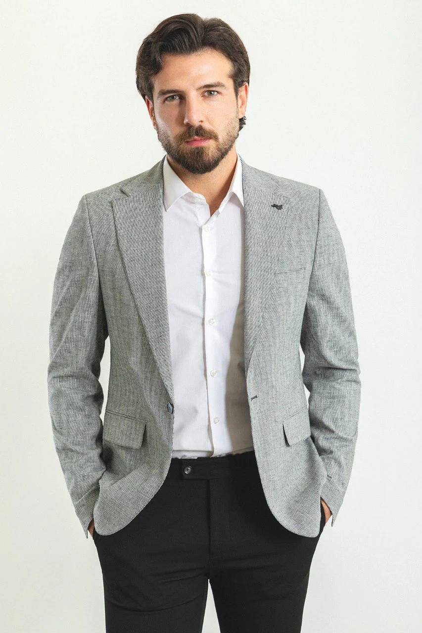 HolloMen Gray Patterned Blazer - Image 2