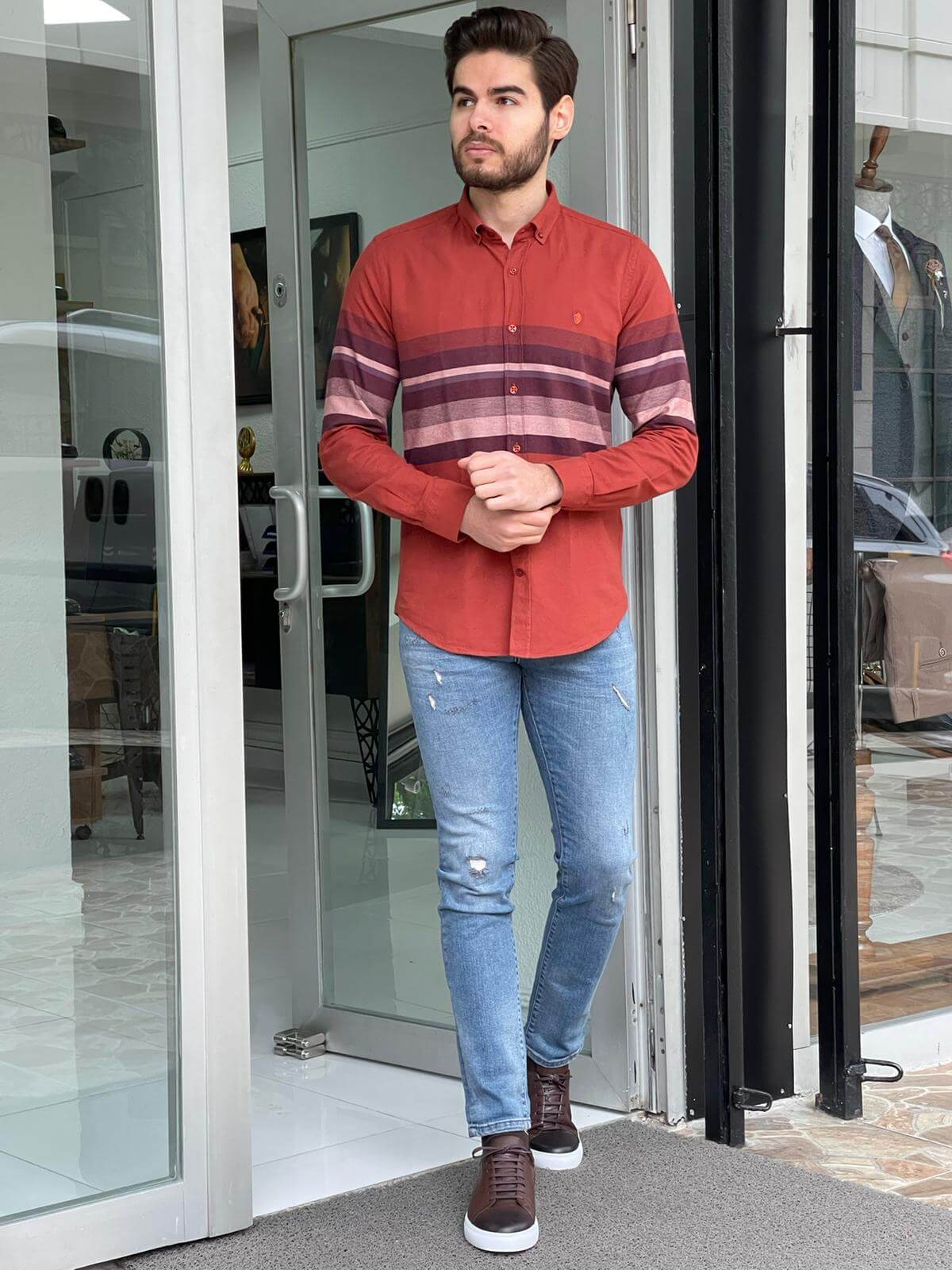 Patterned Tile Long Sleeve Shirt - Image 5