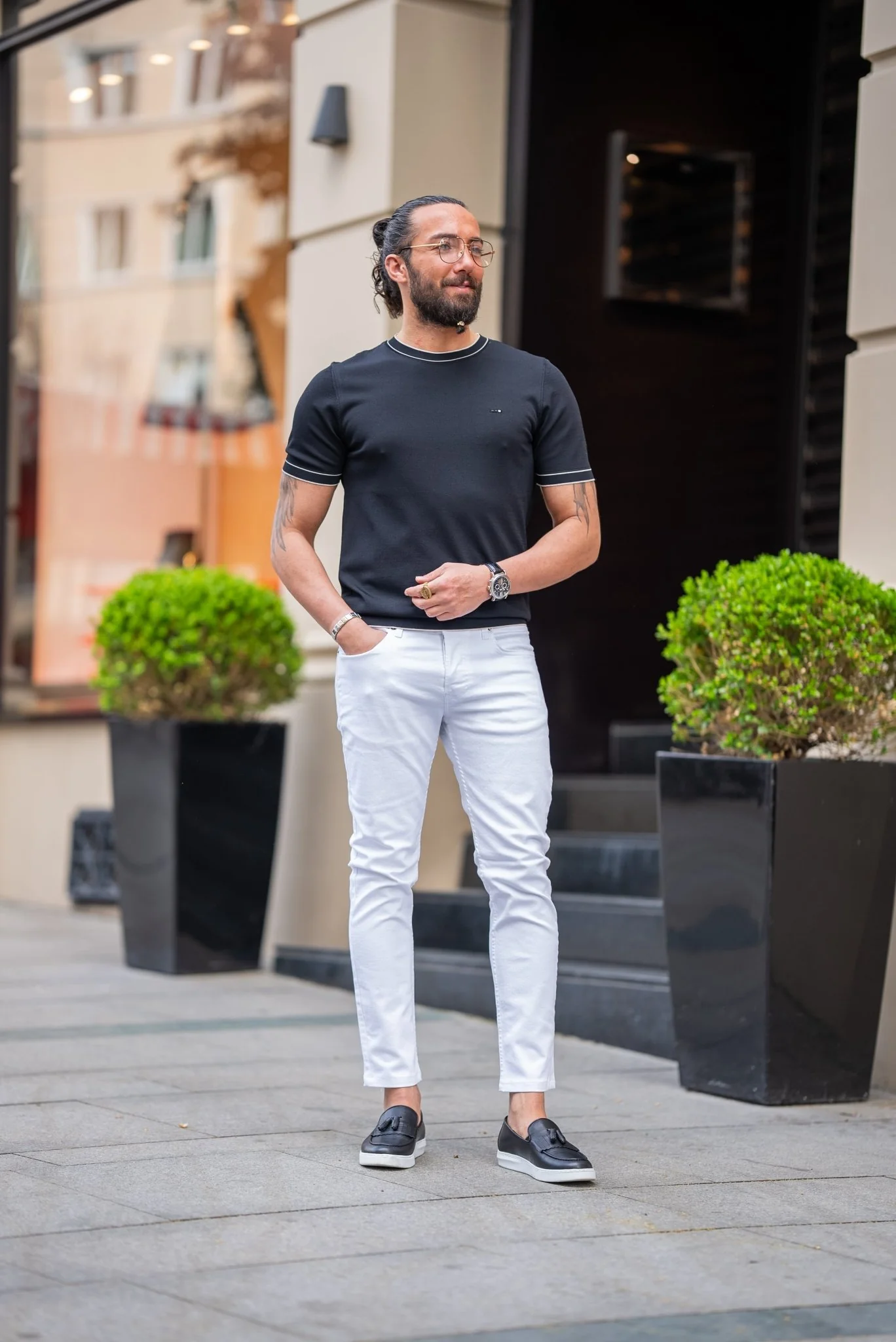 Petra White Slim Fit Men's Casual Jeans. - Image 3