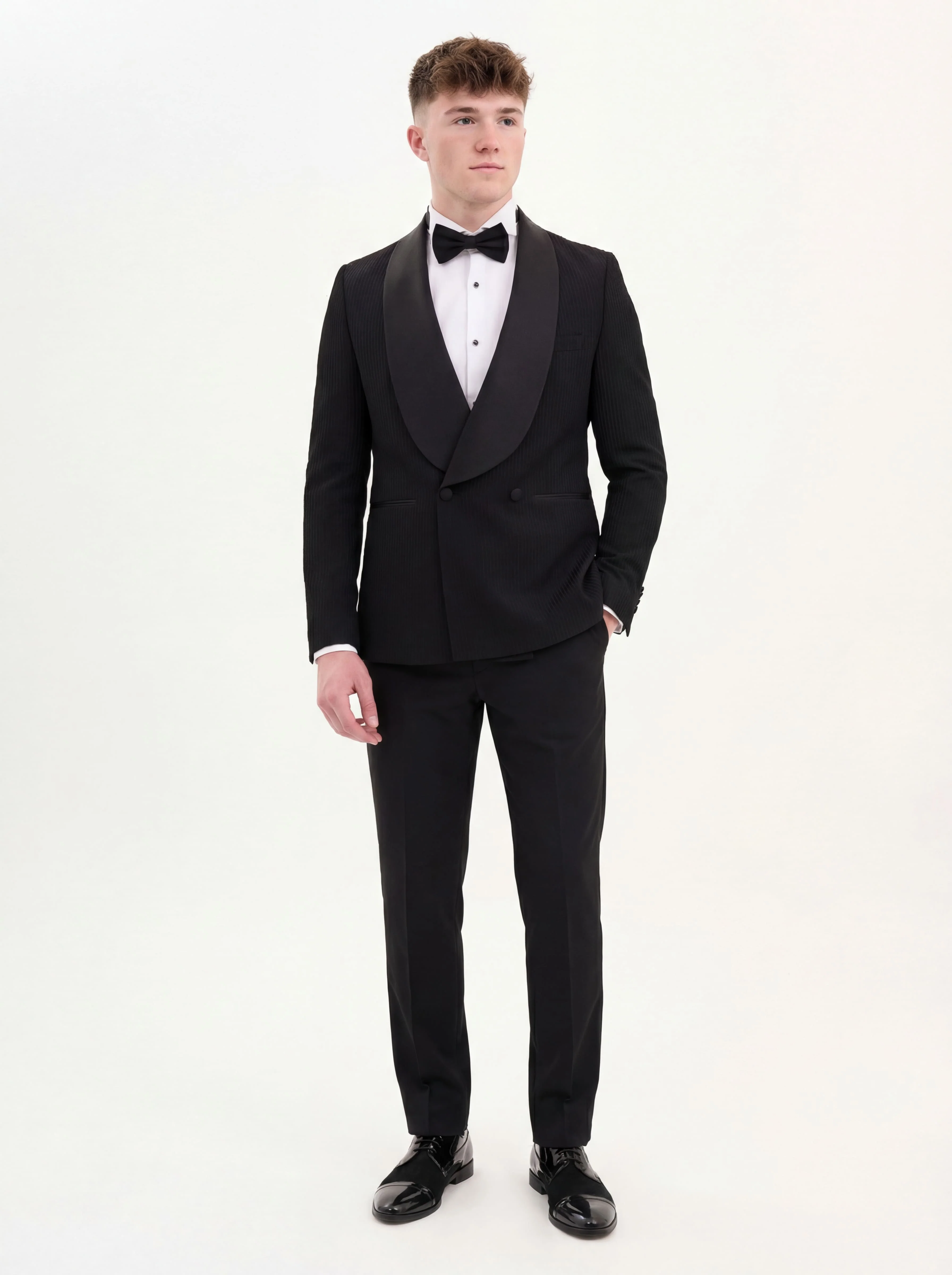 Classic Black Slim Fit Prom Tuxedo. - Image 6