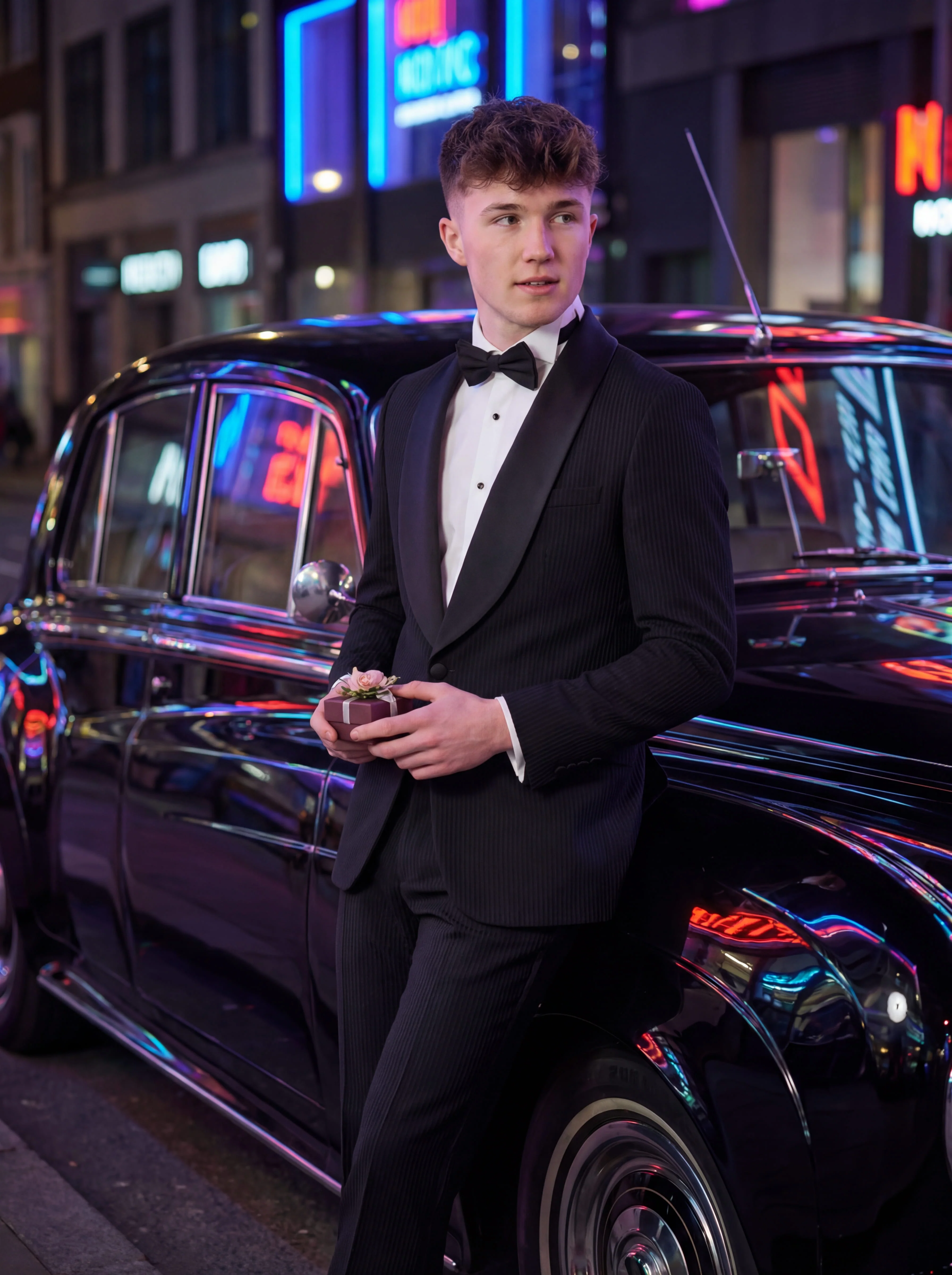 Classic Black Slim Fit Prom Tuxedo. - Image 7