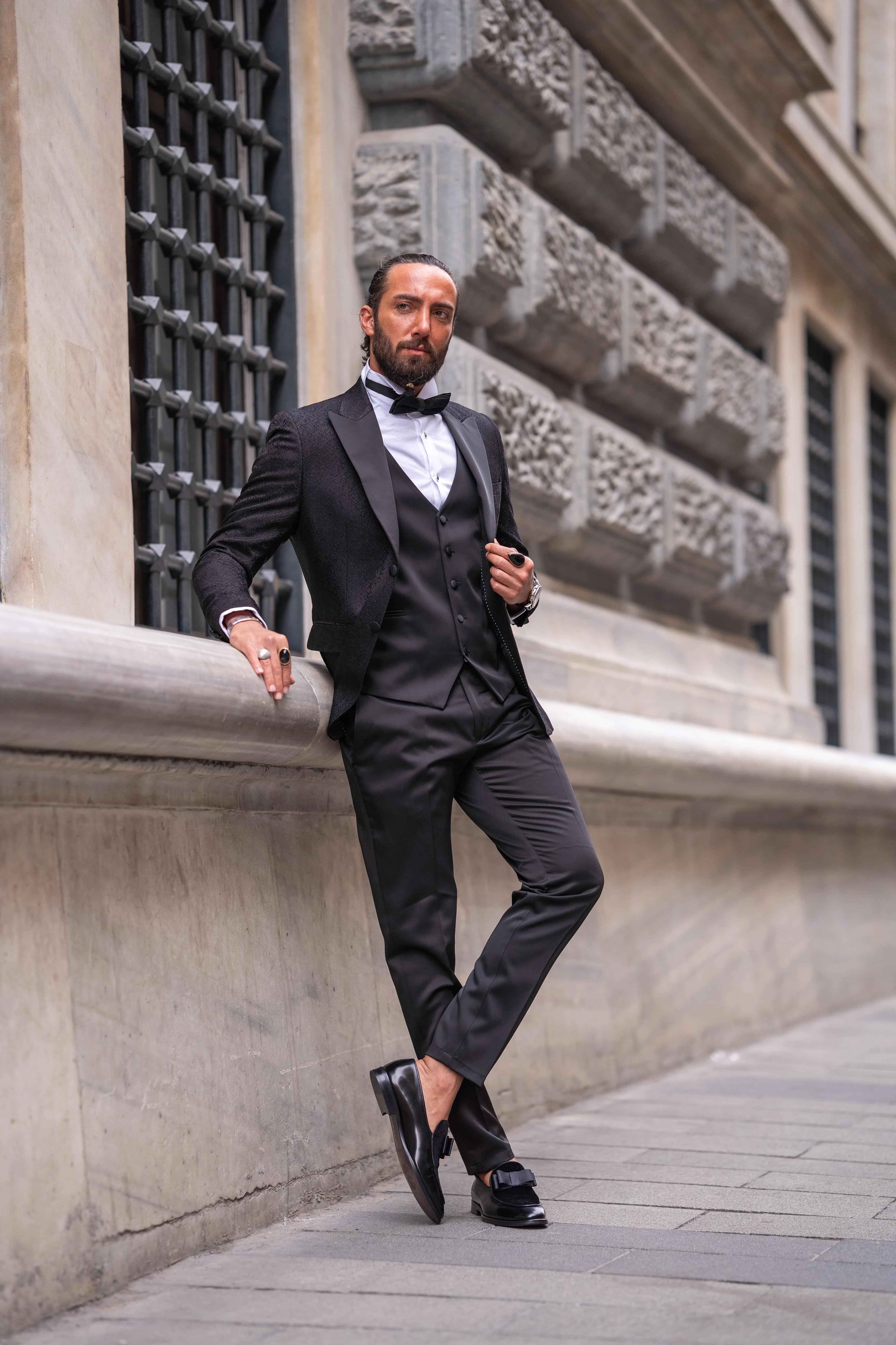 Rhine Slim Fit Black Tuxedo – Vienna Noir Edition - Image 5