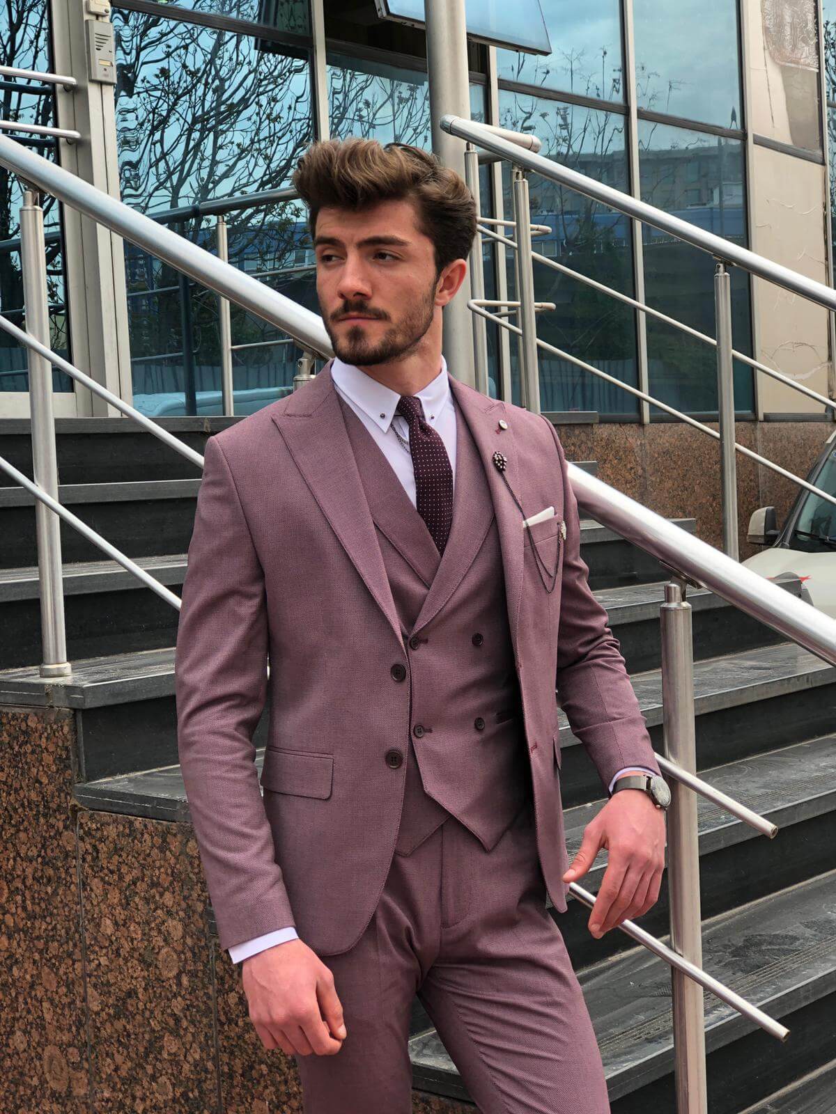 ROYAL CLARET RED SLIM FIT SUIT - Image 5