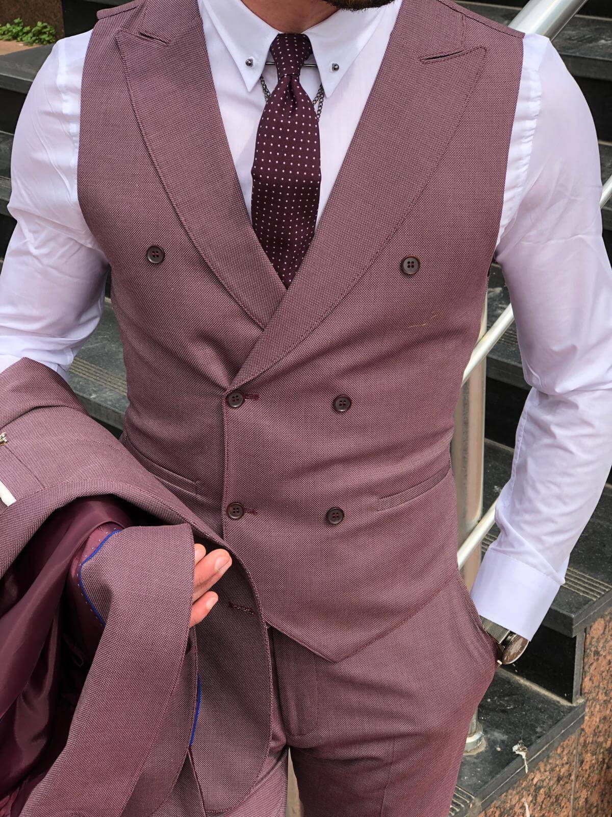 ROYAL CLARET RED SLIM FIT SUIT - Image 6