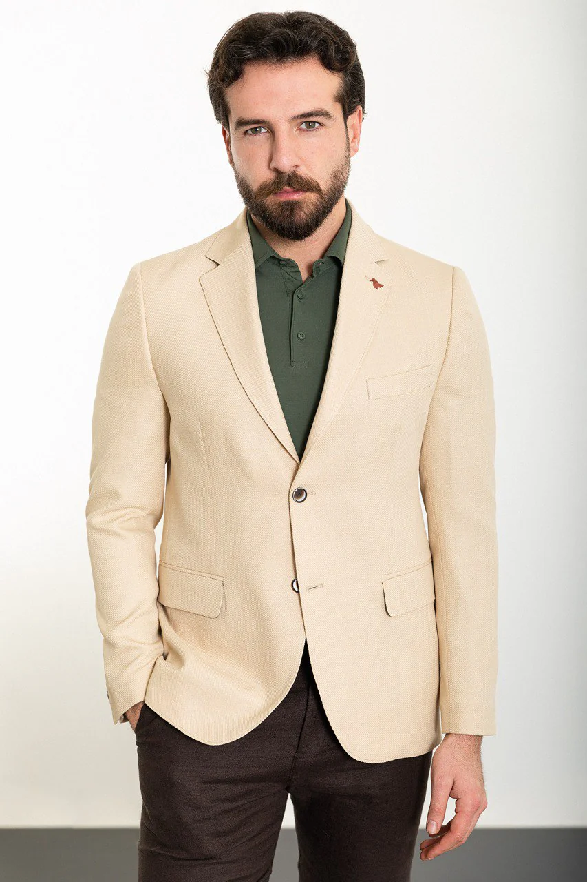 Men’s Beige Slim Fit Summer Blazer.