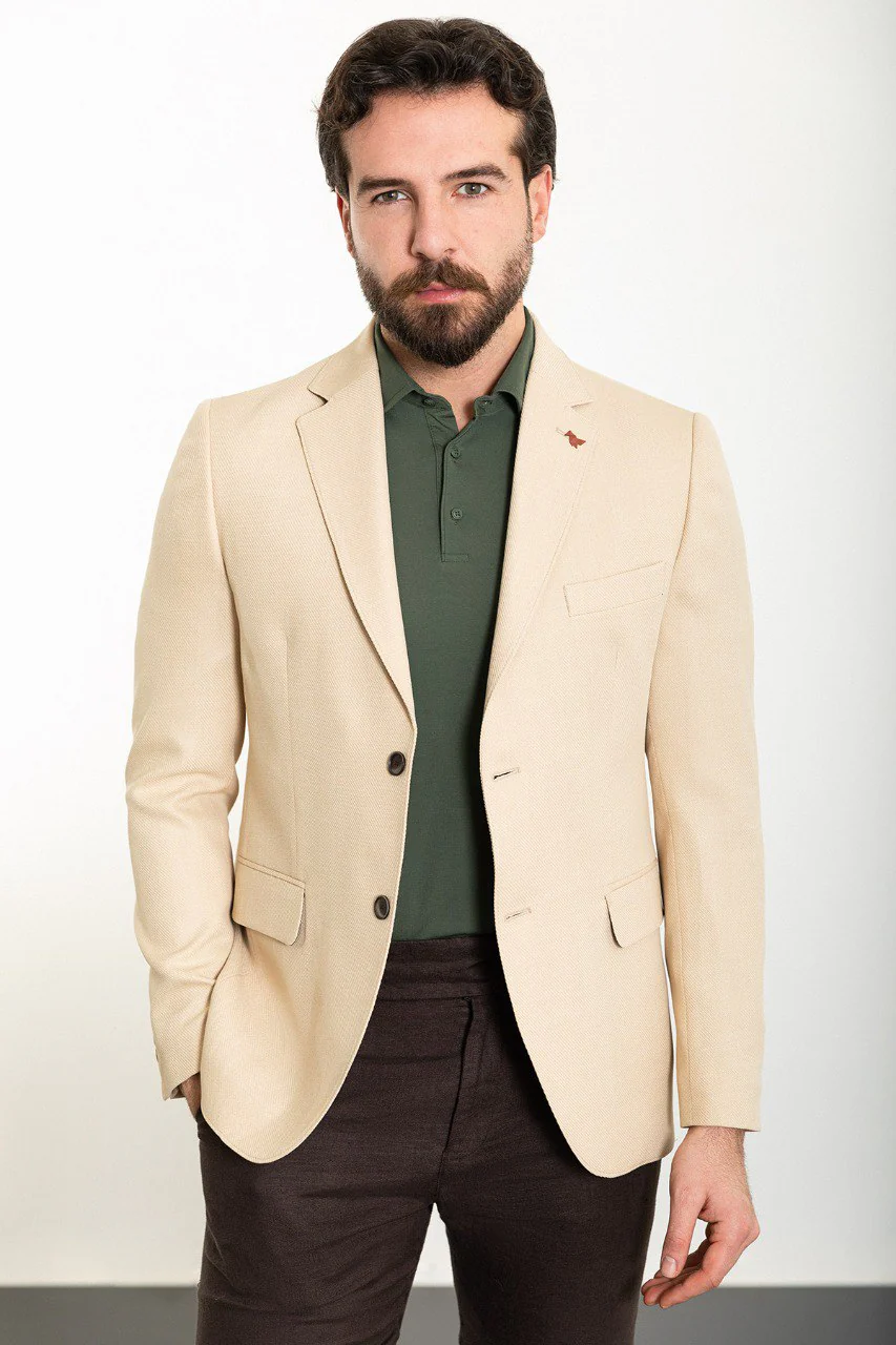 Men’s Beige Slim Fit Summer Blazer. - Image 2