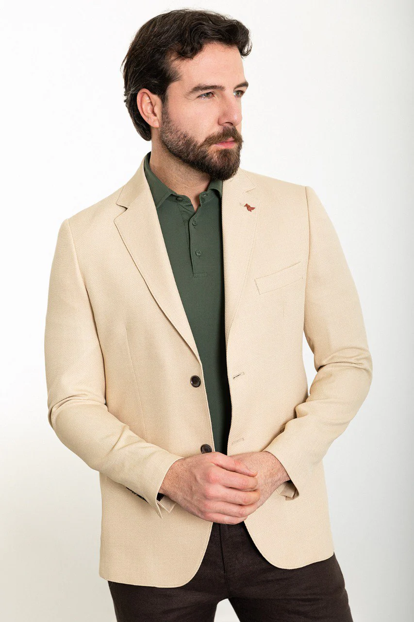 Men’s Beige Slim Fit Summer Blazer. - Image 3