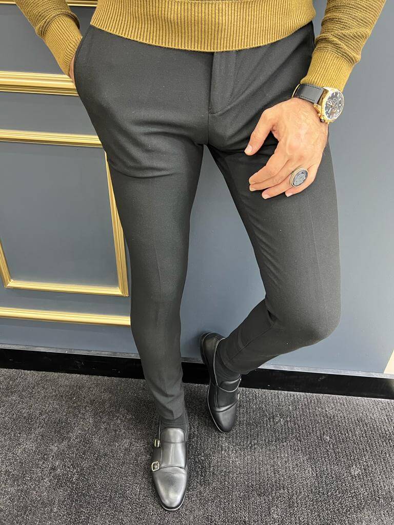 Slim Fit Black Men's Trousers. - Image 3