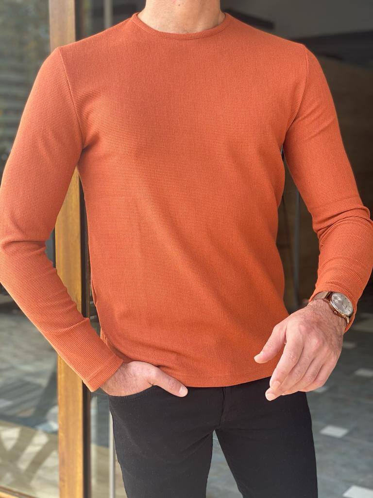 Slim Fit Orange Crewneck - Image 3