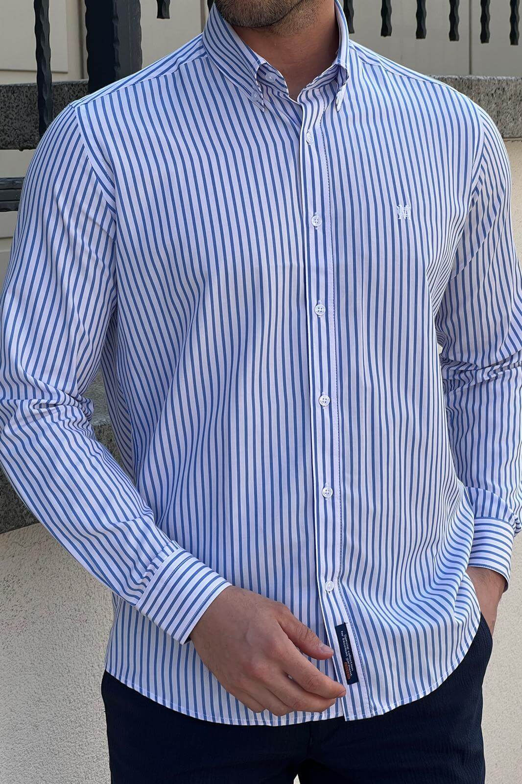 Striped White and Blue Shirt - Image 4