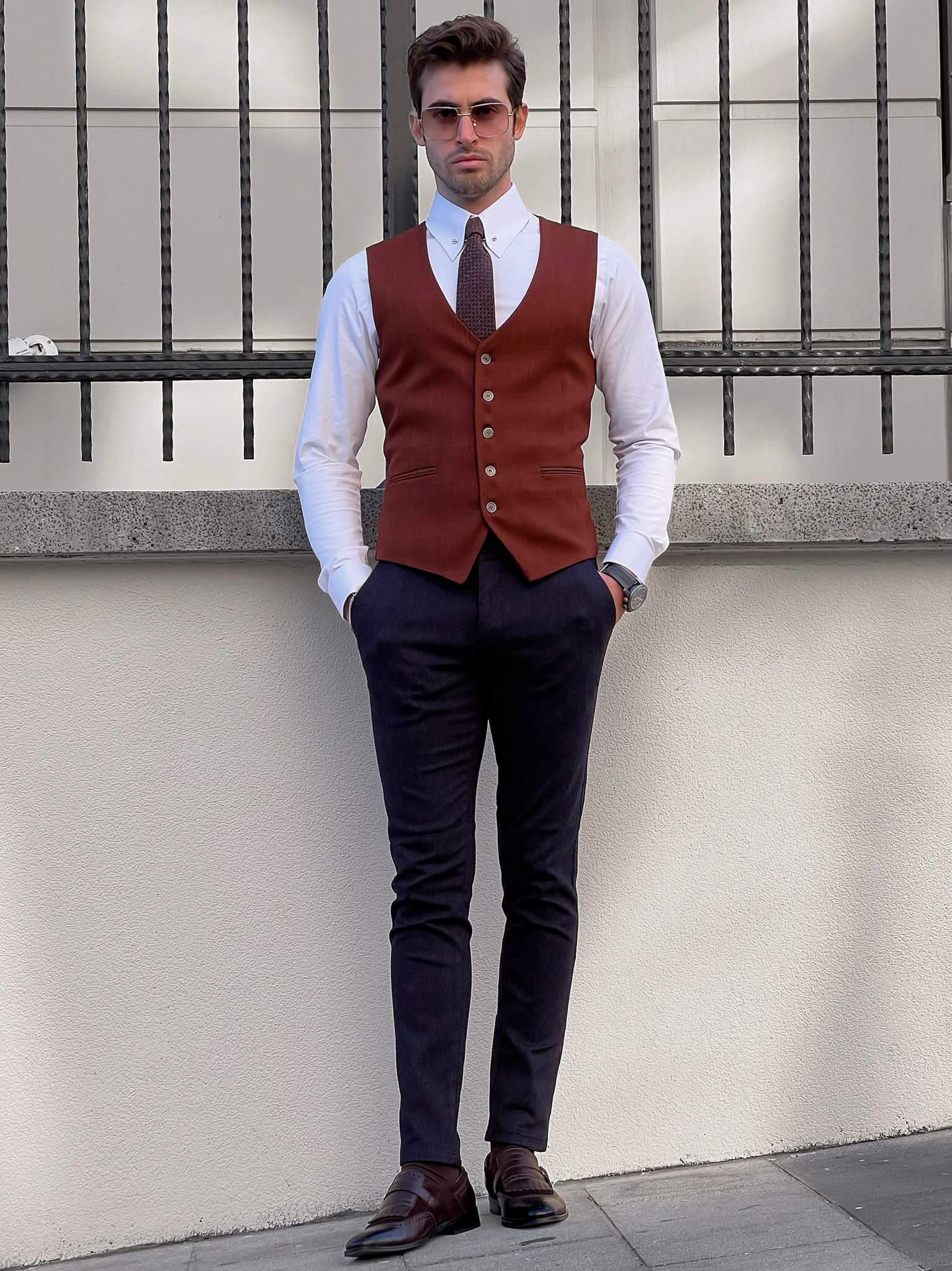 Slim Fit Tile Waistcoat - Image 3