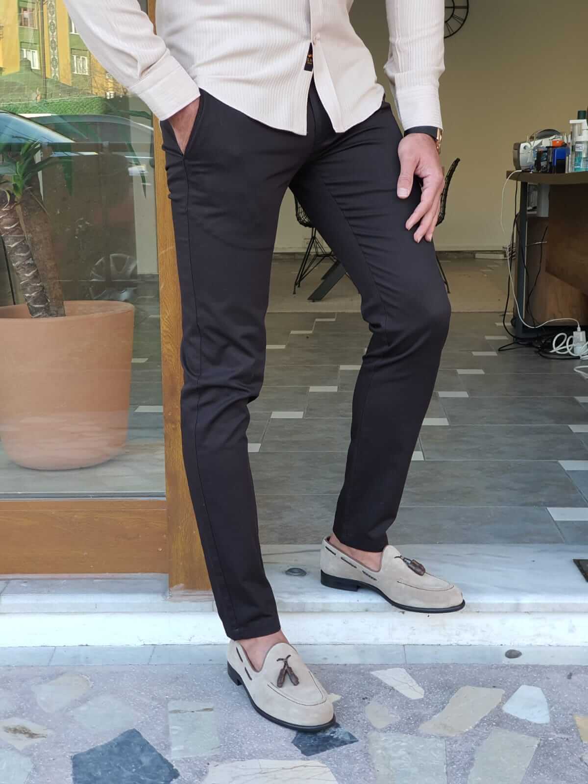 SlimFit Black Cotton Pants for Men. - Image 4