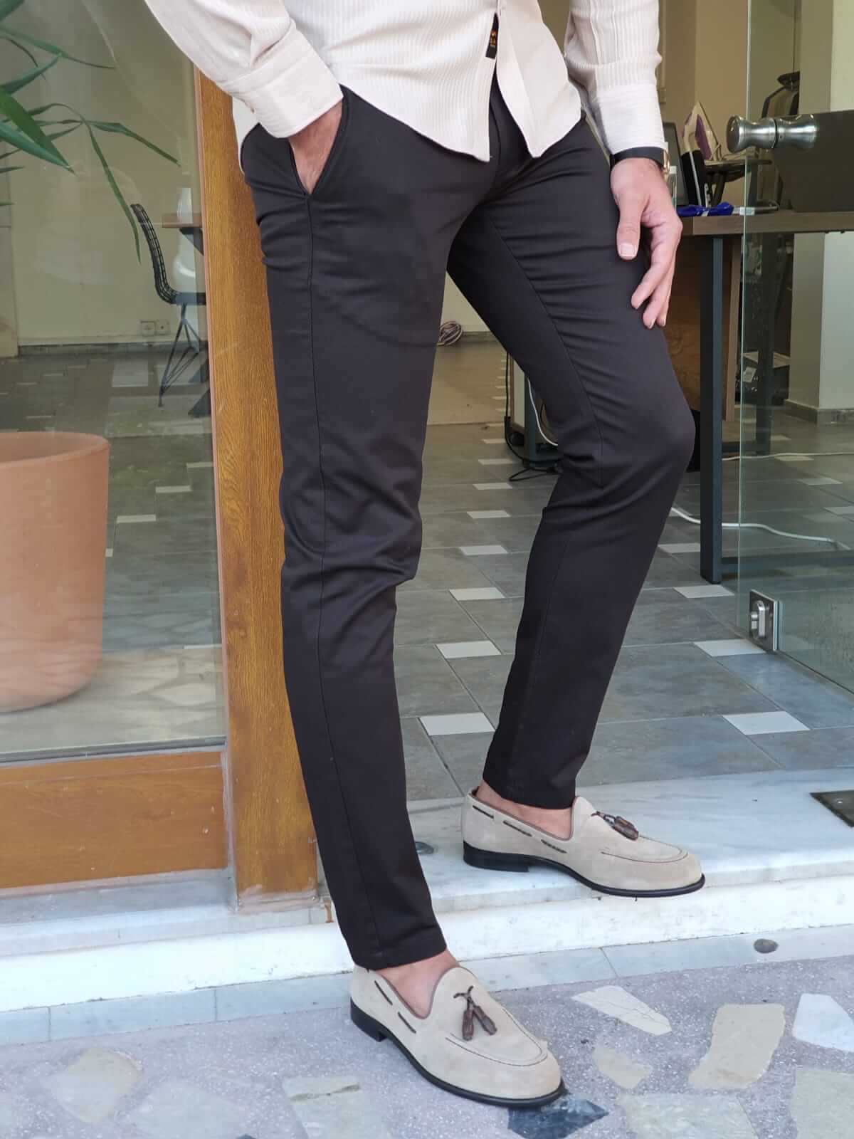 SlimFit Black Cotton Pants for Men. - Image 5
