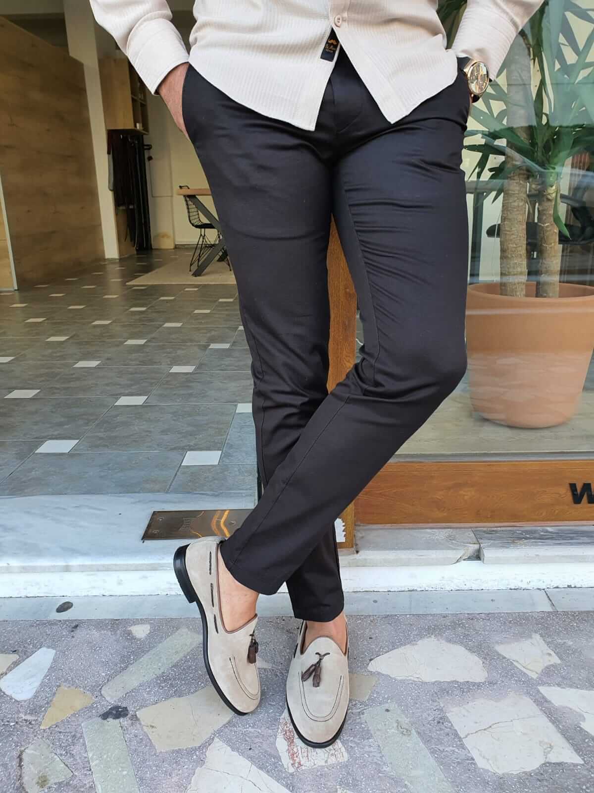 SlimFit Black Cotton Pants for Men. - Image 6