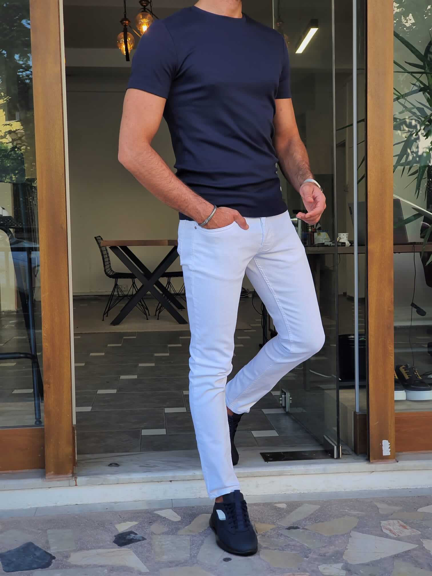 SlimFit Crewneck Navy Blue T-Shirt - Image 3