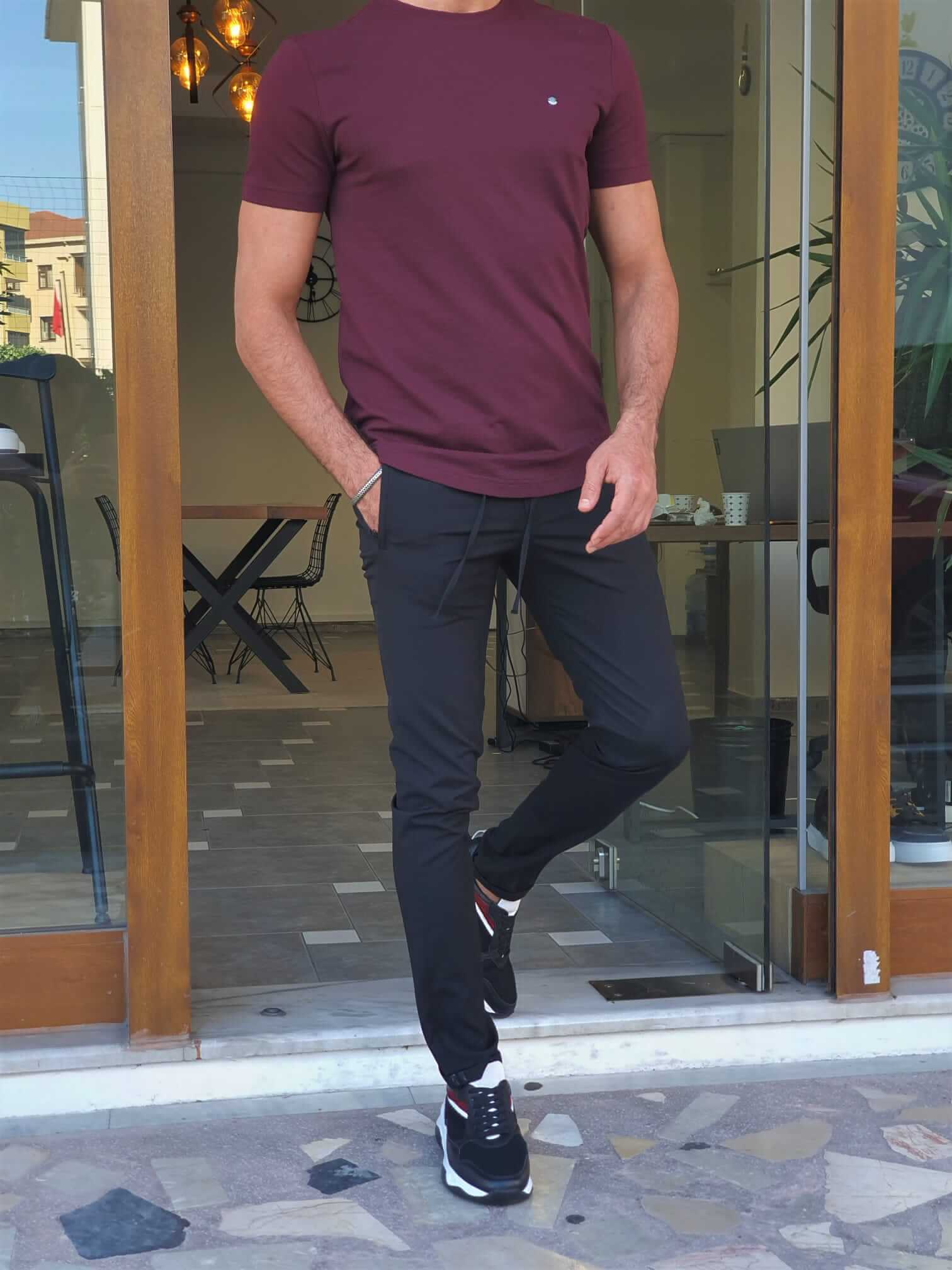 SlimFit Crewneck Plum T-Shirt - Image 3