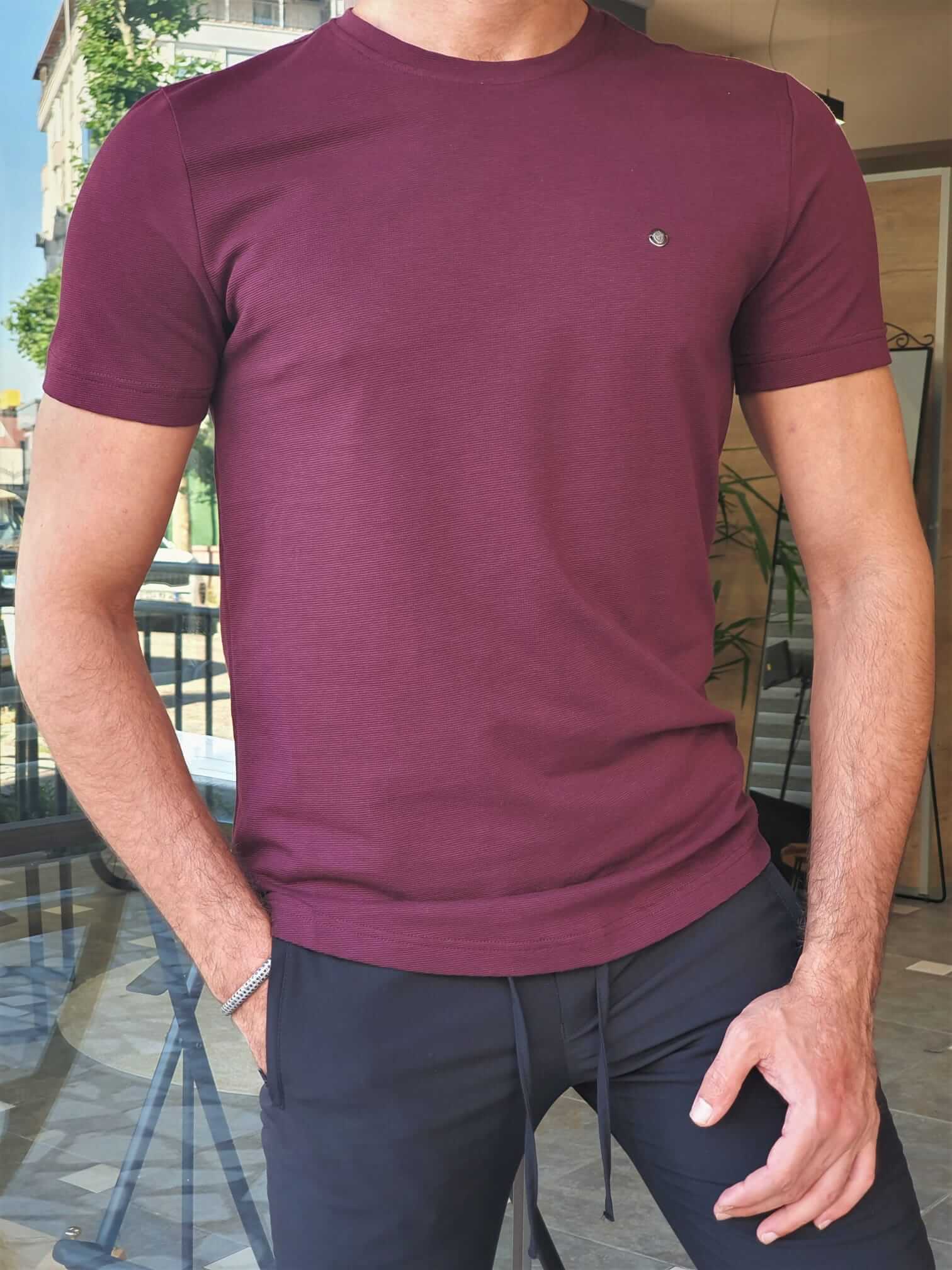 SlimFit Crewneck Plum T-Shirt - Image 4