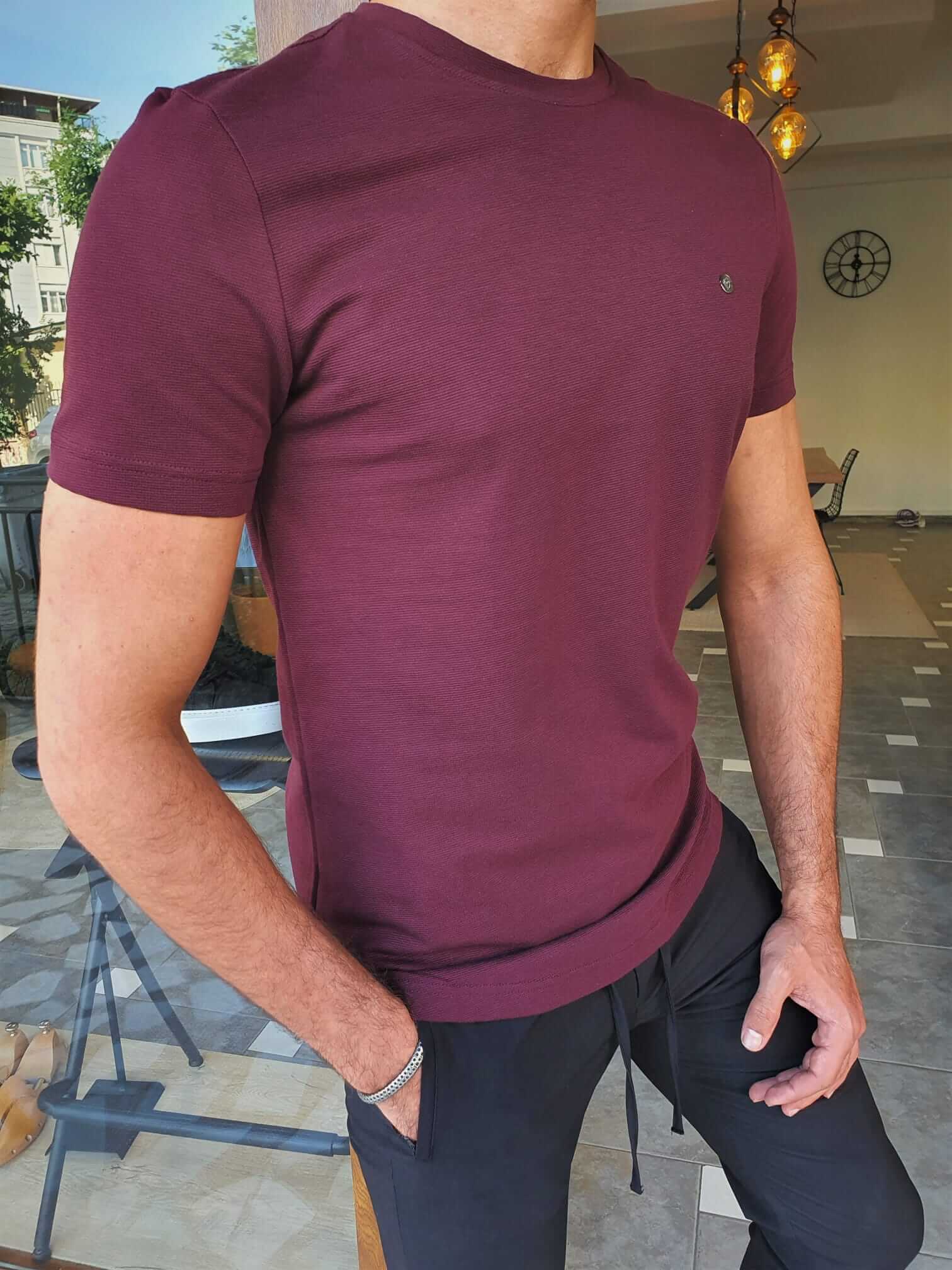 SlimFit Crewneck Plum T-Shirt - Image 5