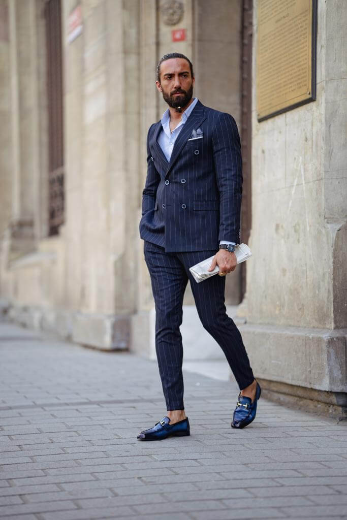 Blue Striped Double Breasted Suit - Image 3