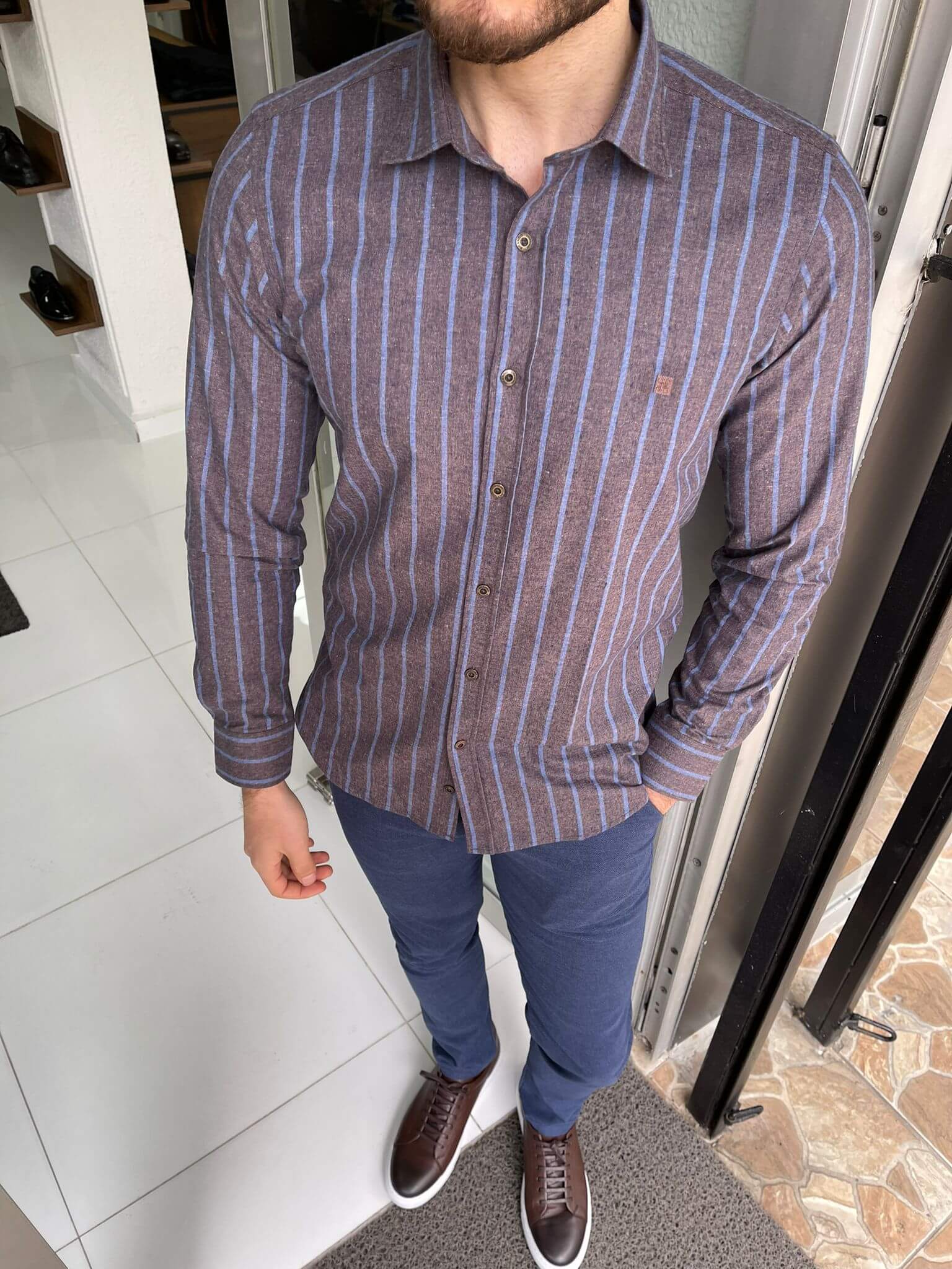 Striped Brown Shirt - Image 3