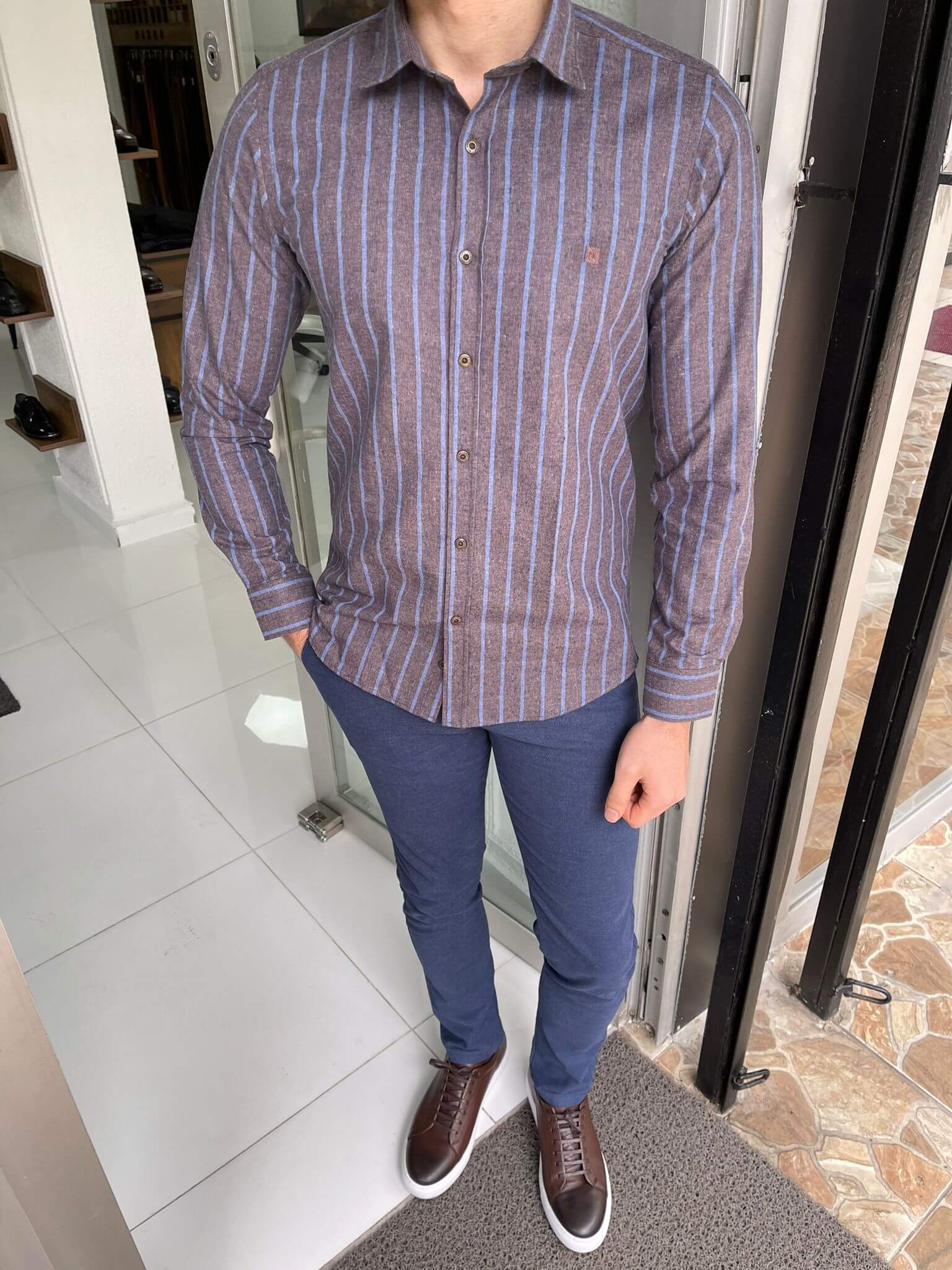 Striped Brown Shirt - Image 4