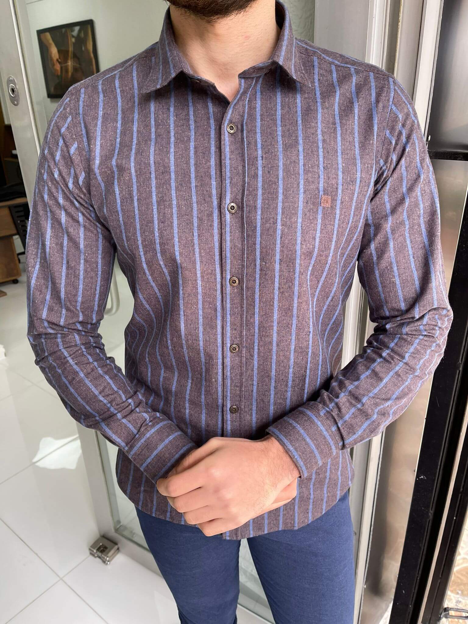 Striped Brown Shirt - Image 5