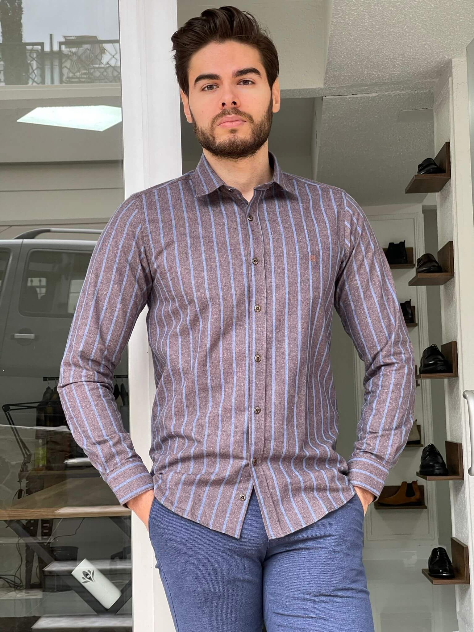 Striped Brown Shirt - Image 6