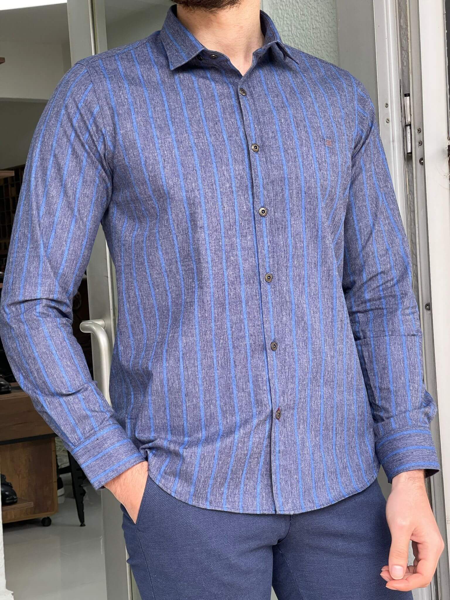Striped Indigo Shirt - Image 6