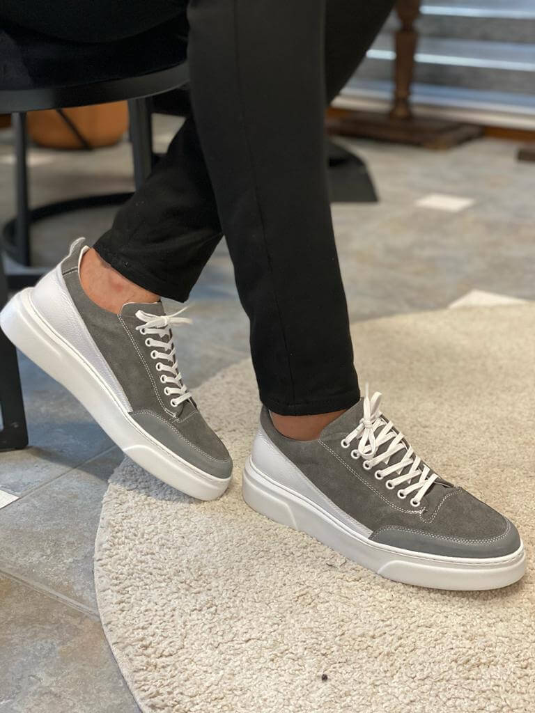 Zurich Suede Gray Lace-Up Sneakers - Image 3