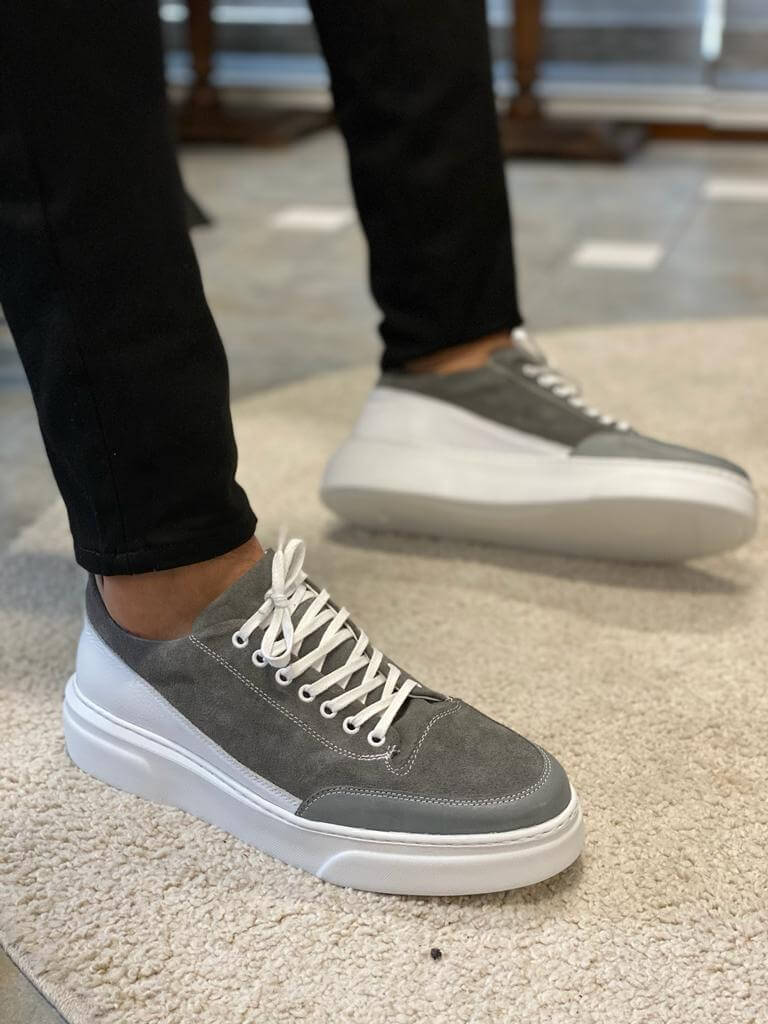 Zurich Suede Gray Lace-Up Sneakers - Image 4