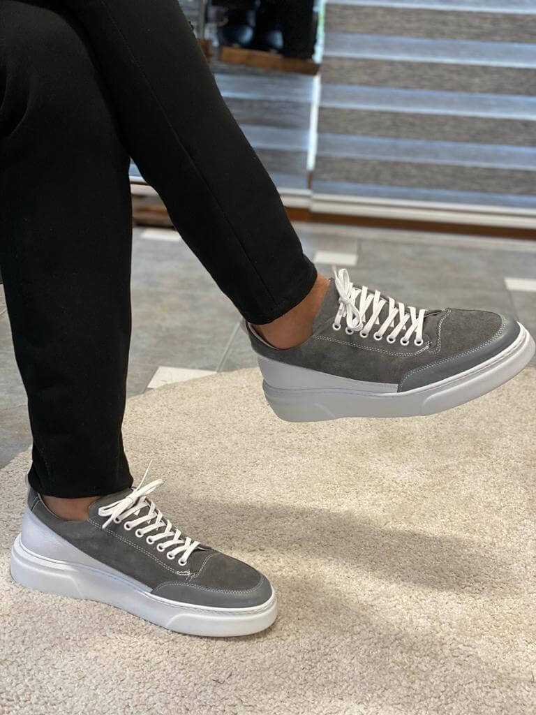 Zurich Suede Gray Lace-Up Sneakers - Image 6