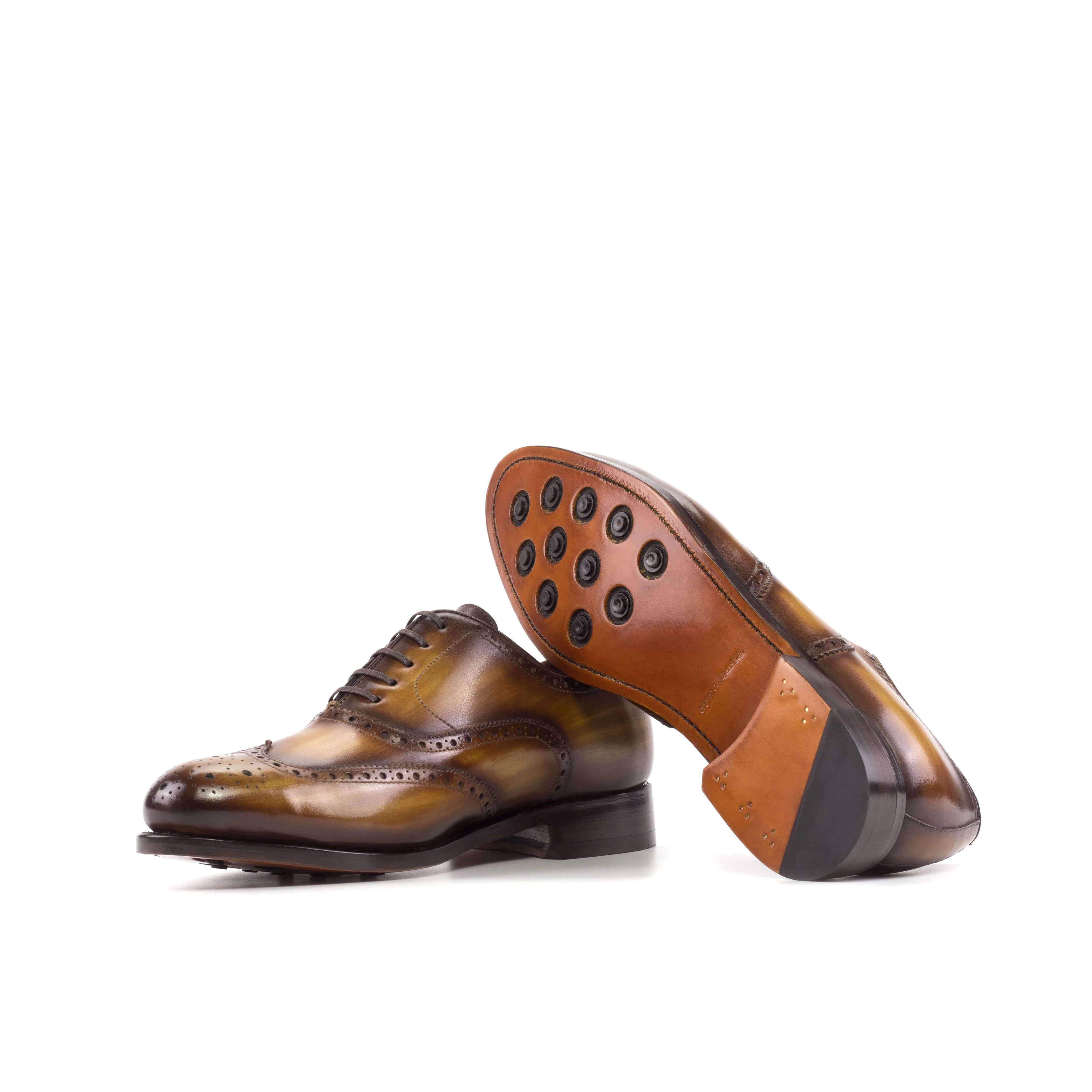 The Reginald – Cognac Patina Full Brogue Oxford Shoes. - Image 4