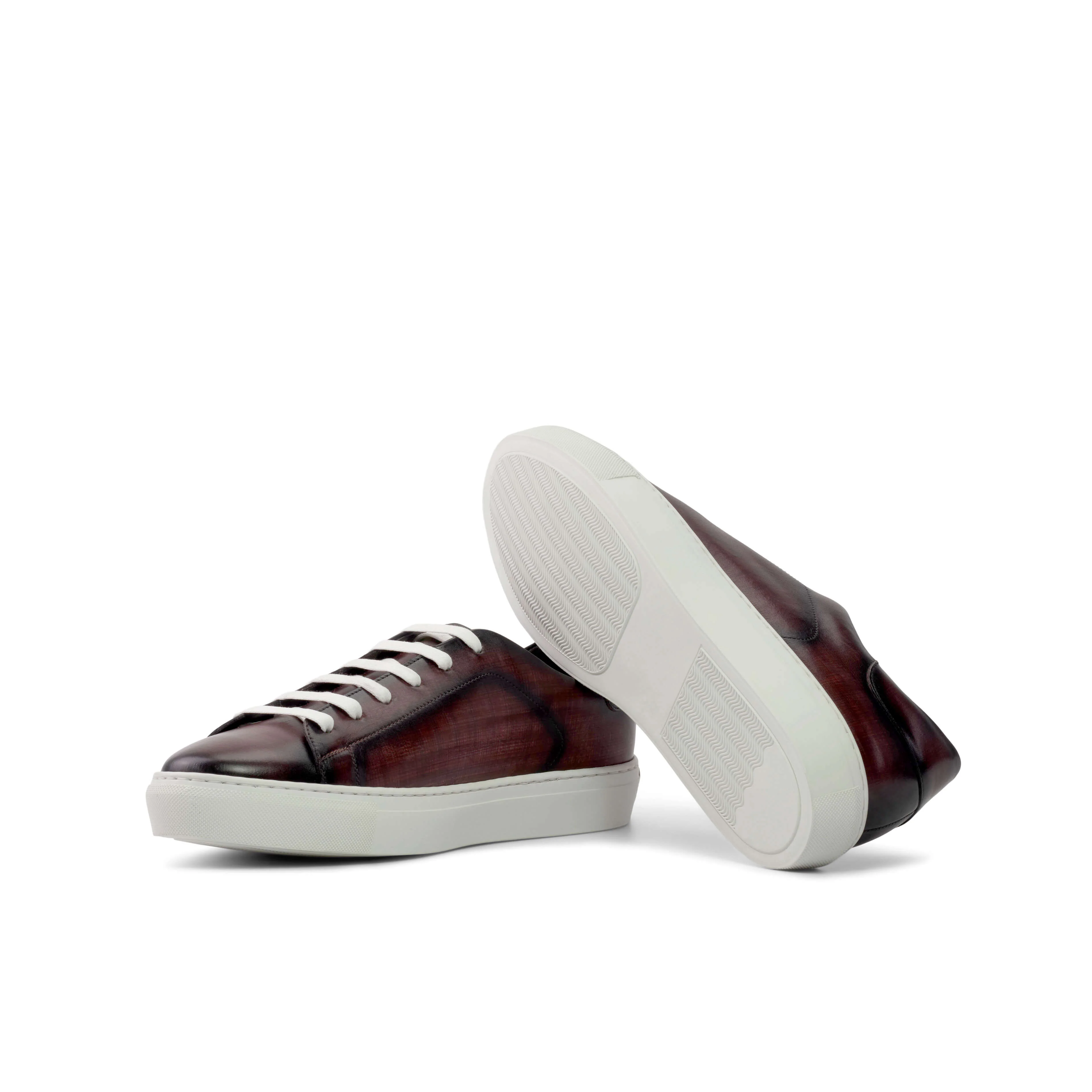 The Verona – Burgundy Patina Leather Trainer Sneakers. - Image 7
