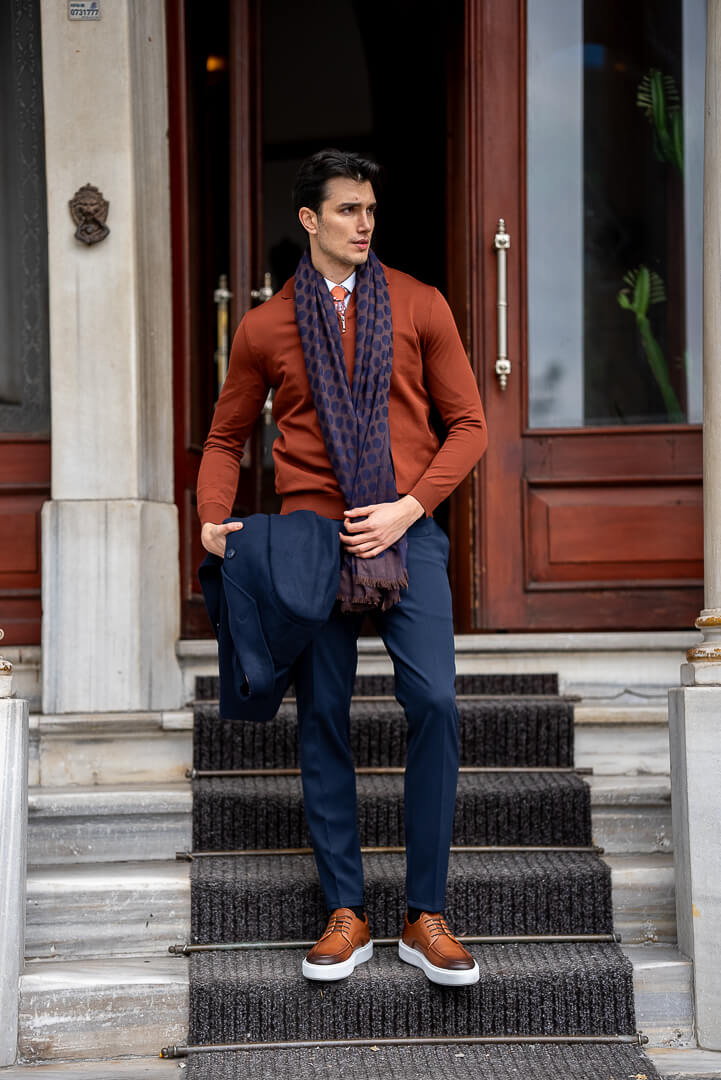 Tile Zipper Collar Knitwear - Image 3