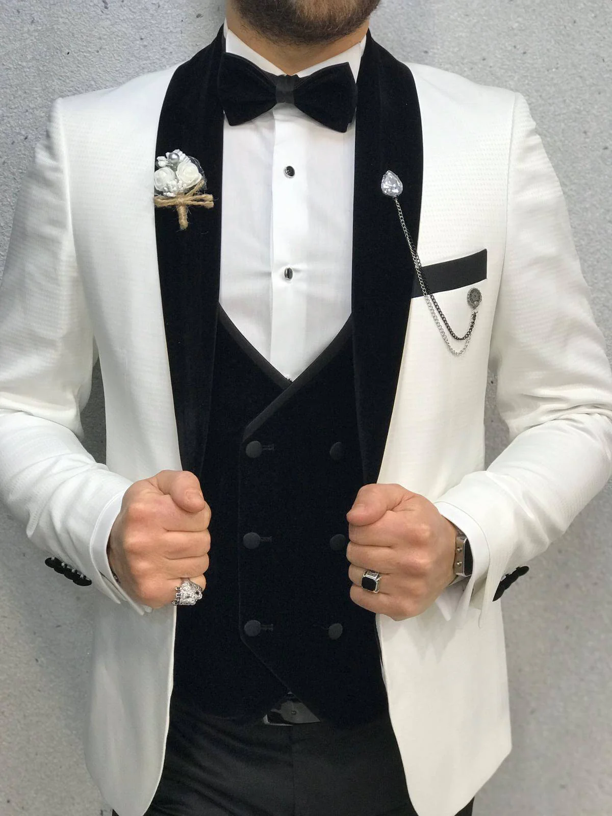 TROPEZ WHITE VELVET COLLAR TUXEDO - Image 5