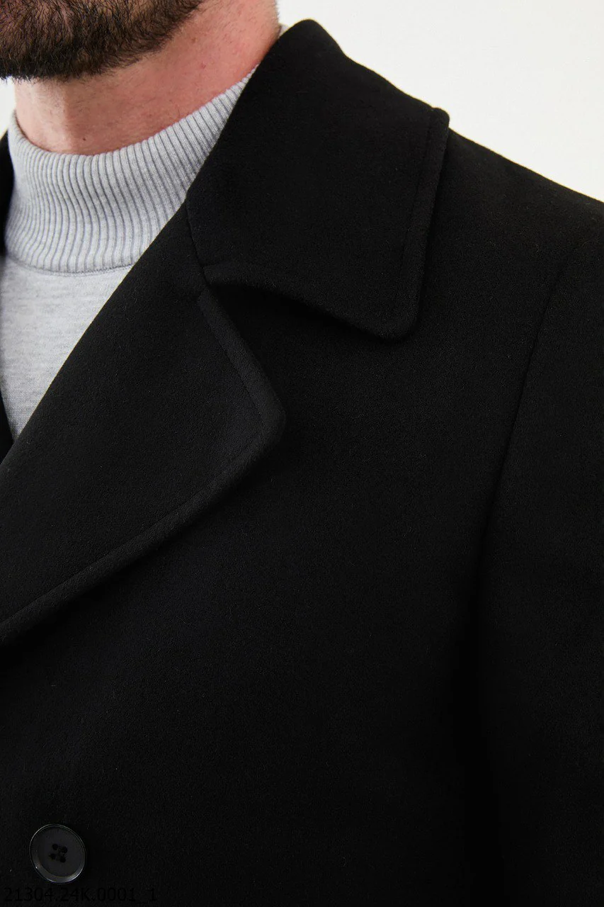 Urban Elegance Black Asymmetrical Button Peacoat. - Image 3